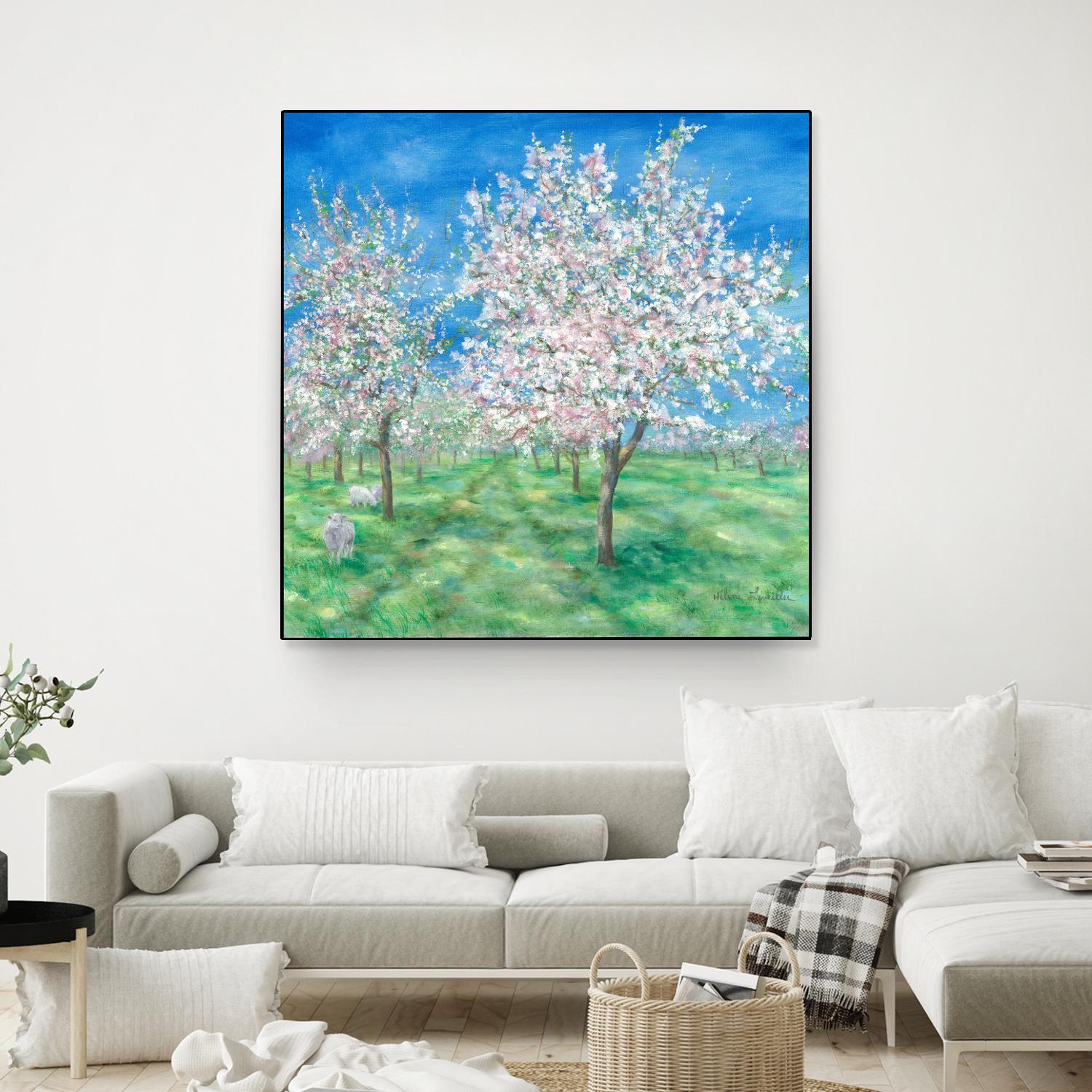 Le Verger en fleurs by Hélène Léveillée on GIANT ART - green landscape arbre en fleur