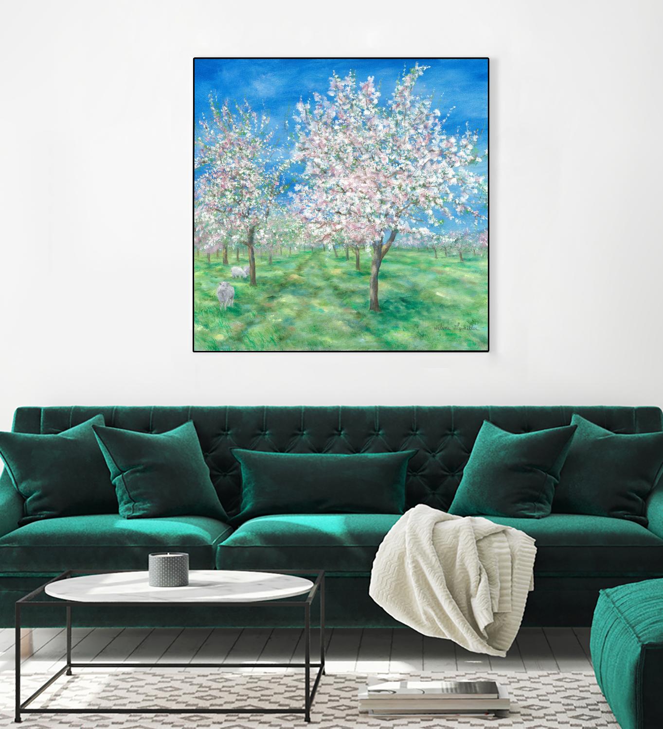 Le Verger en fleurs by Hélène Léveillée on GIANT ART - green landscape arbre en fleur
