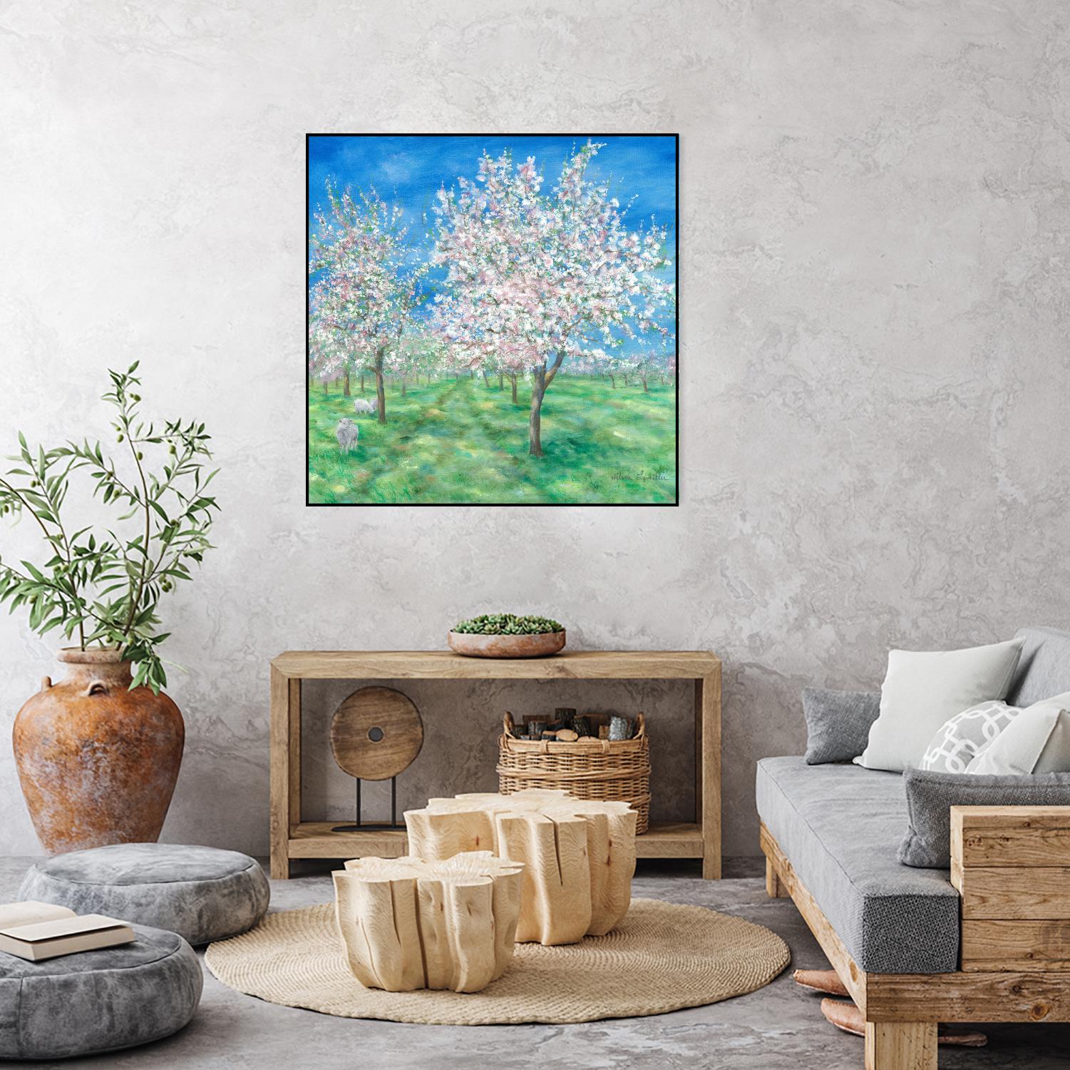 Le Verger en fleurs by Hélène Léveillée on GIANT ART - green landscape arbre en fleur