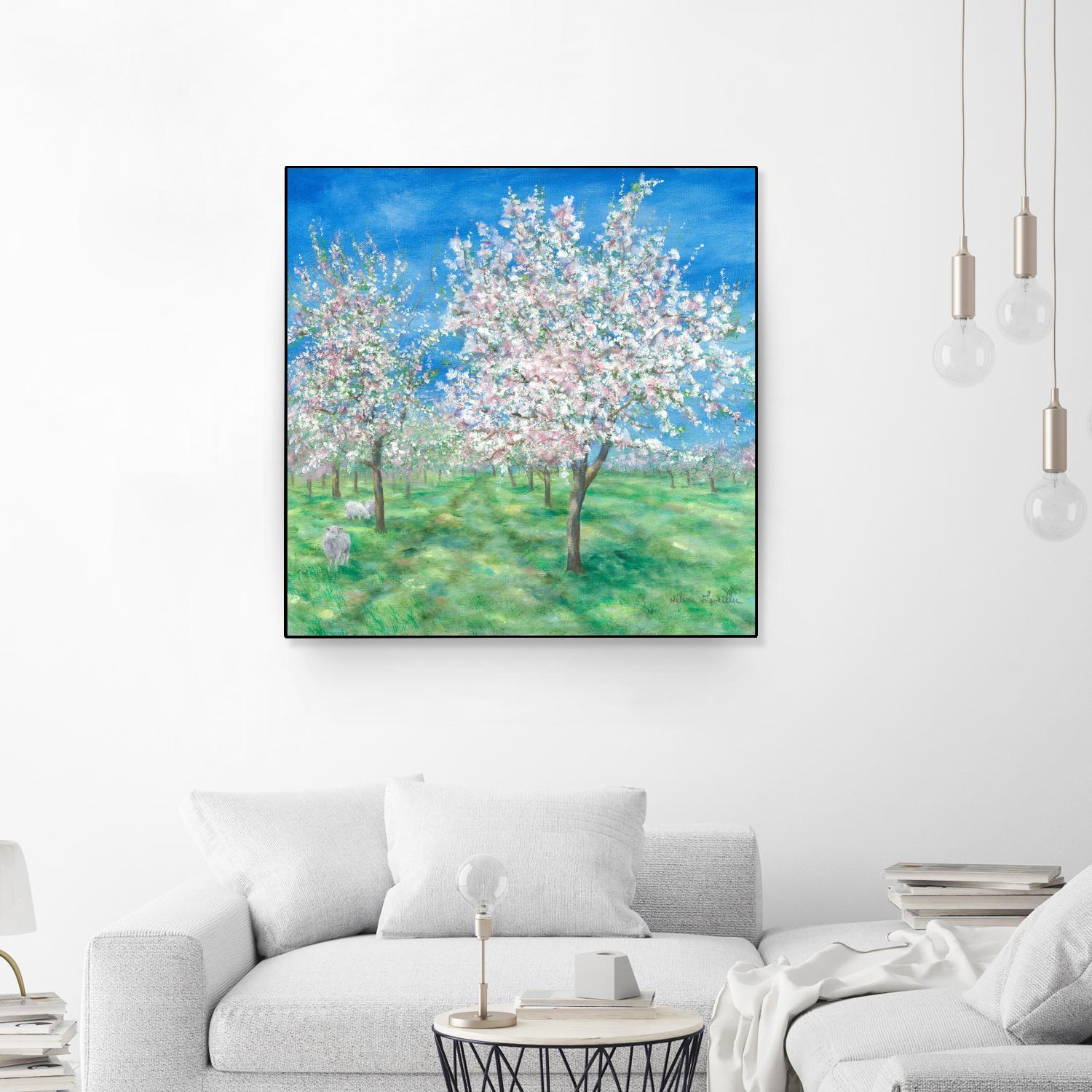 Le Verger en fleurs by Hélène Léveillée on GIANT ART - green landscape arbre en fleur