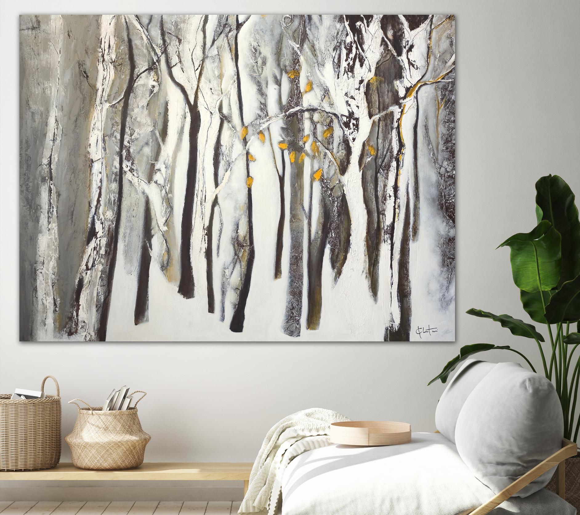La forêt blanche by Kathleen Cloutier on GIANT ART - grey trees