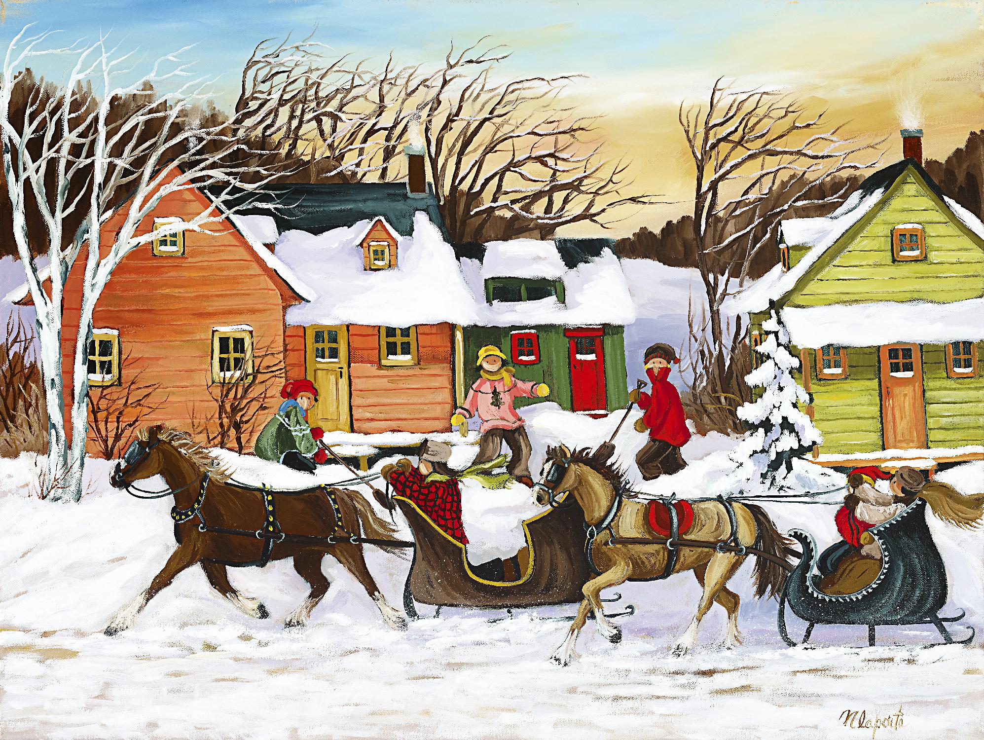 Premier arrivé by Nicole Laporte on GIANT ART - red winter scenes