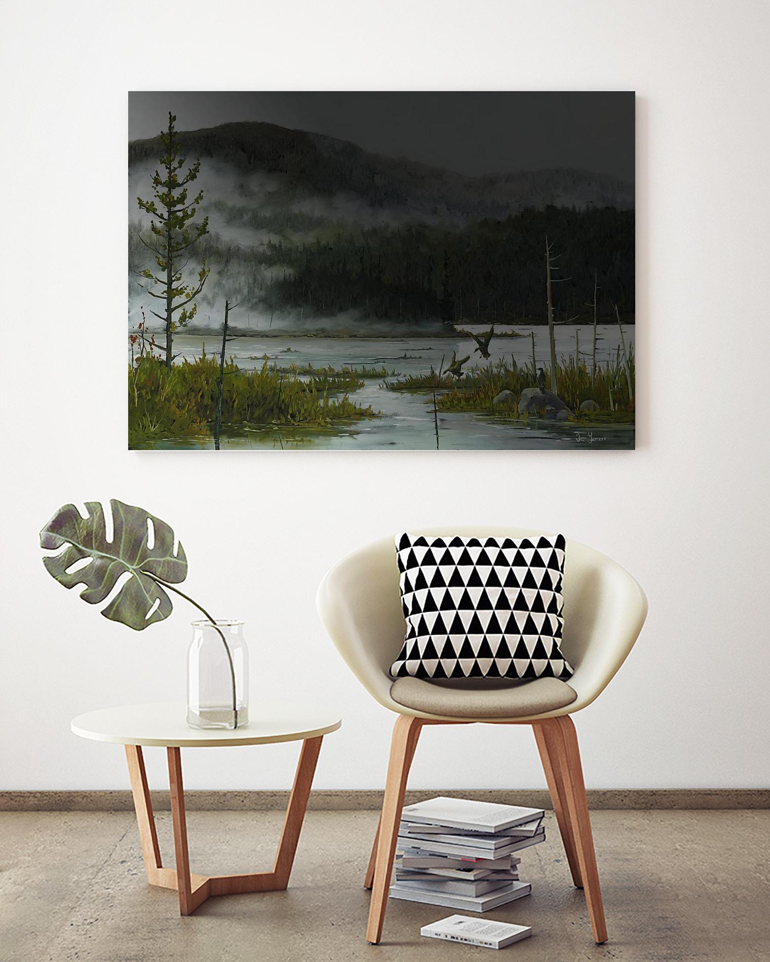 Le lac vaseau by Yvon Lemieux on GIANT ART - green landscape
