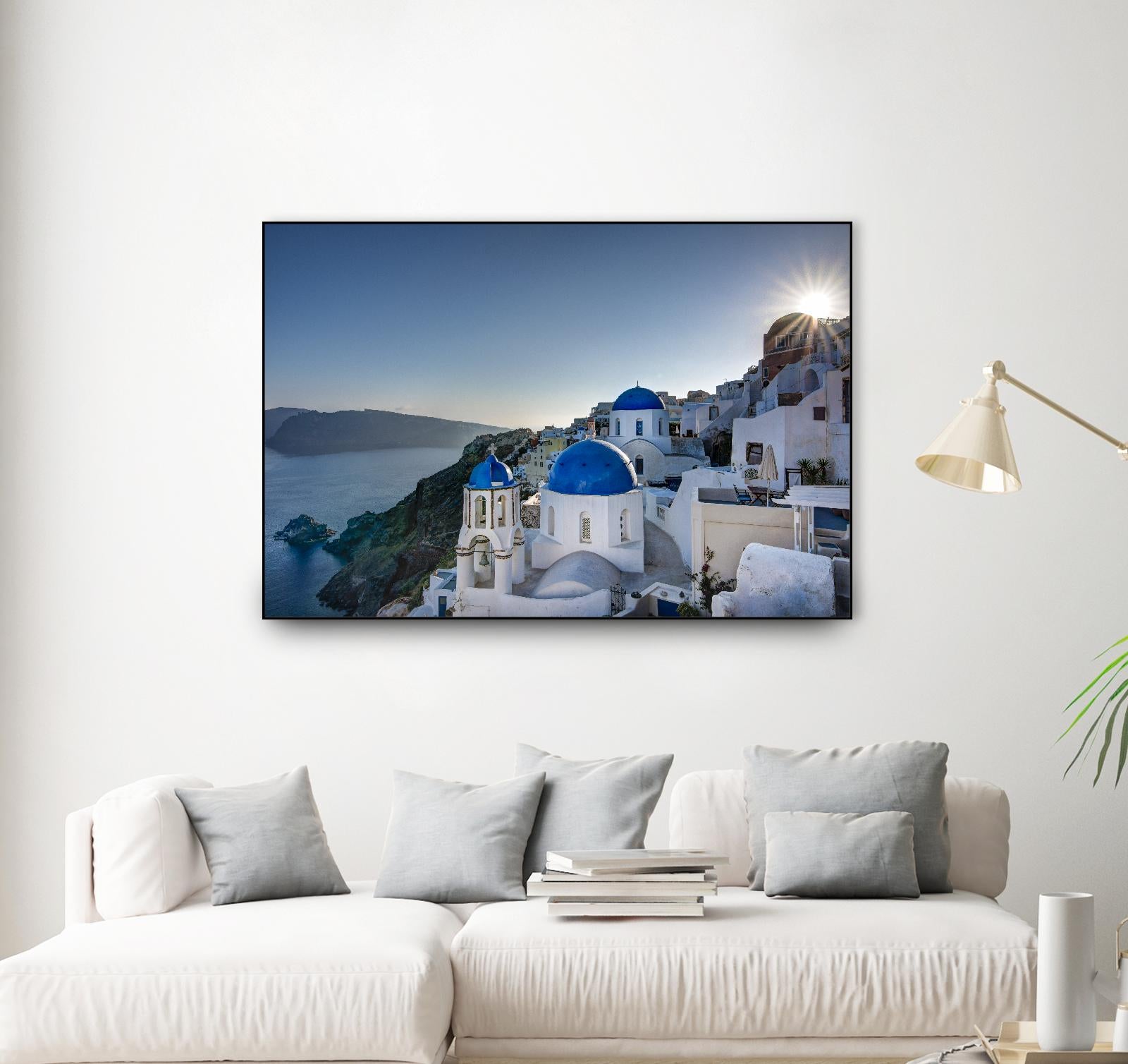 Beautiful blue domes of Santorini, Greece by Nick Jackson on GIANT ART - blue photographe