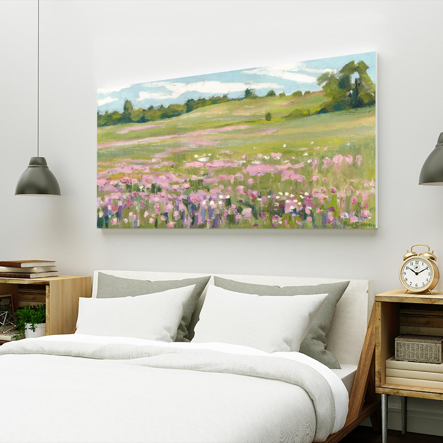 Picnic in Pink by Ron Simpkins on GIANT ART - green landscape