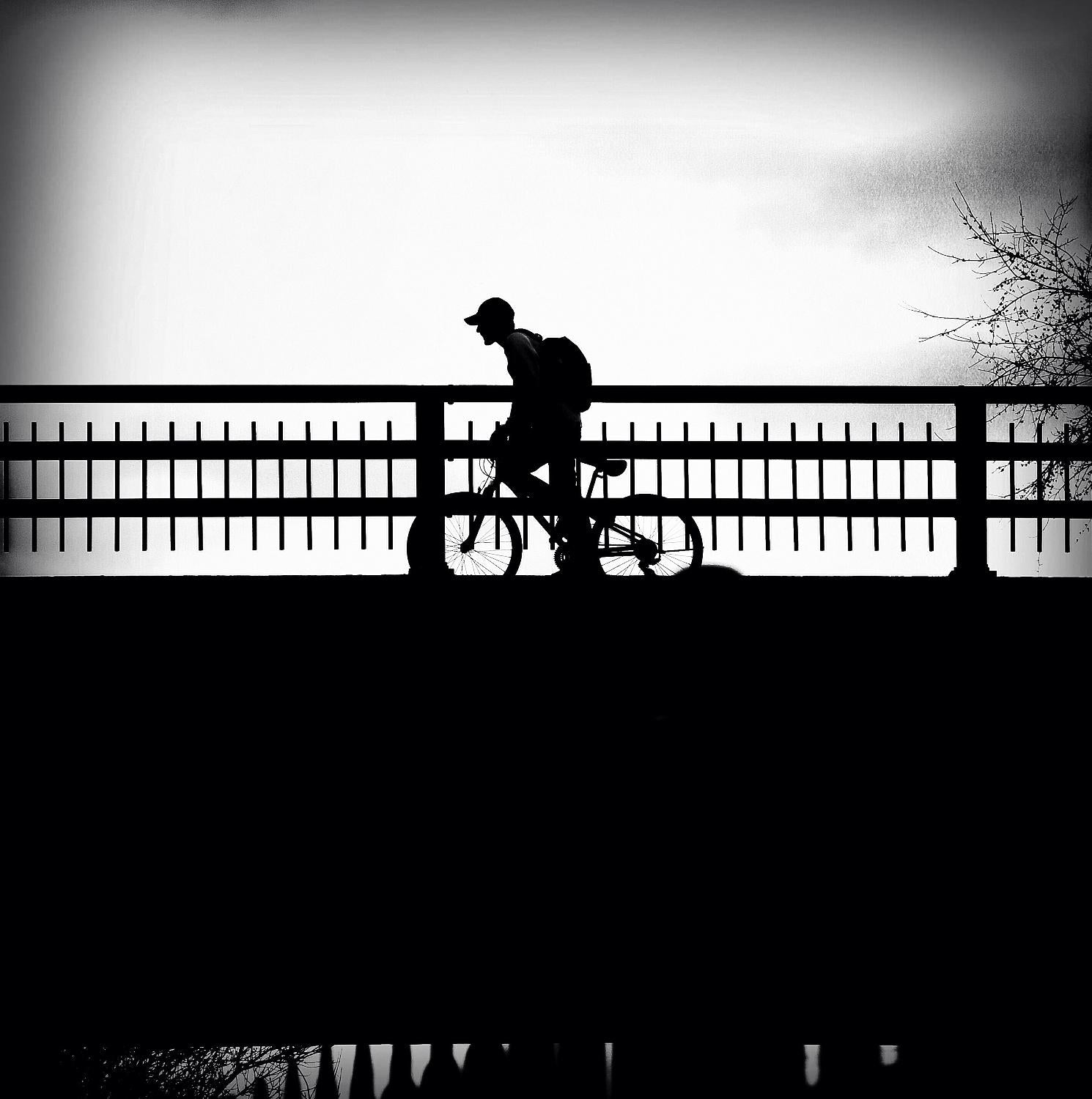 Lone Rider by Jean-François Dupuis on GIANT ART - white black & white bicyclette