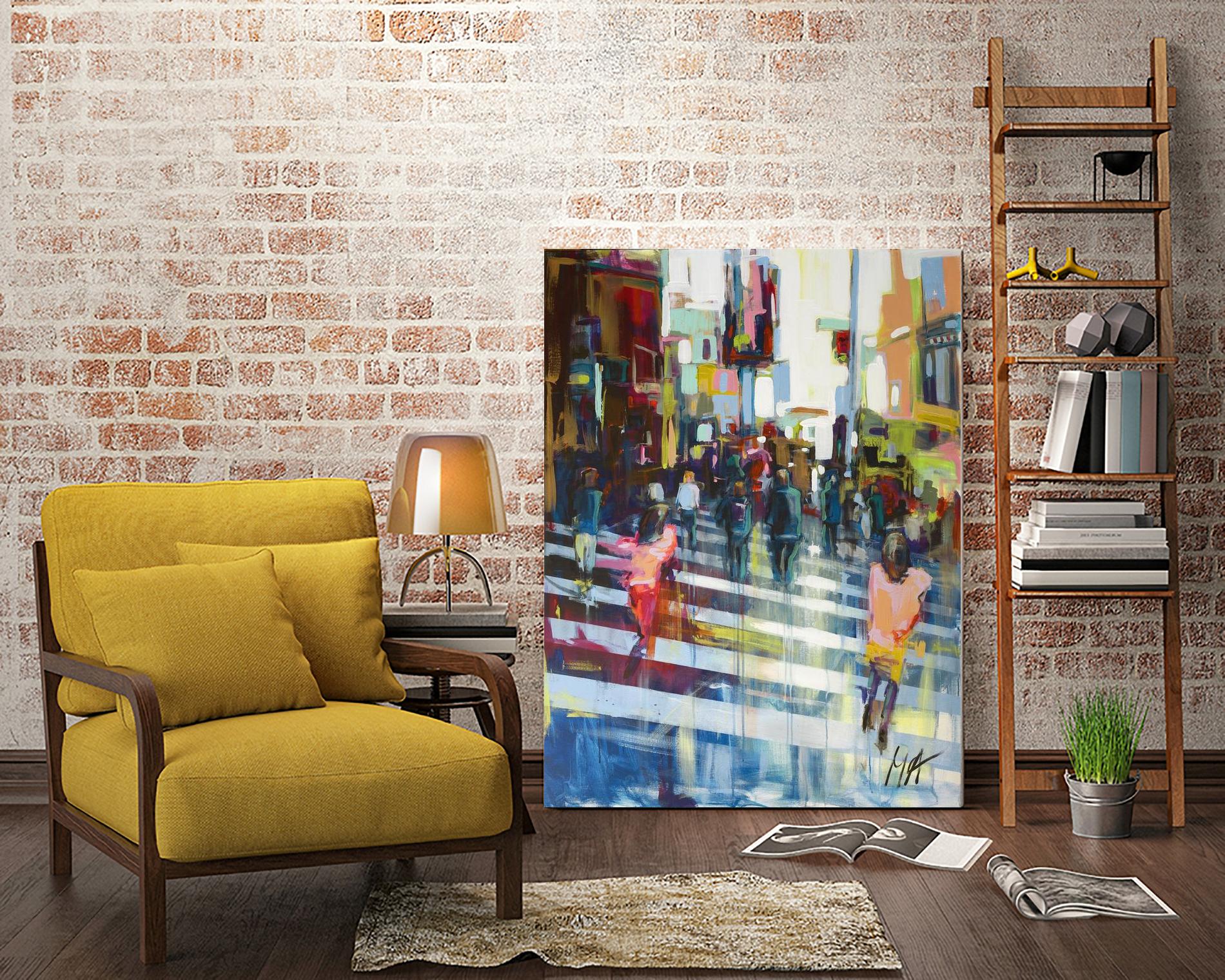 Vie City by Marc Archambault on GIANT ART - orange figurative pietons