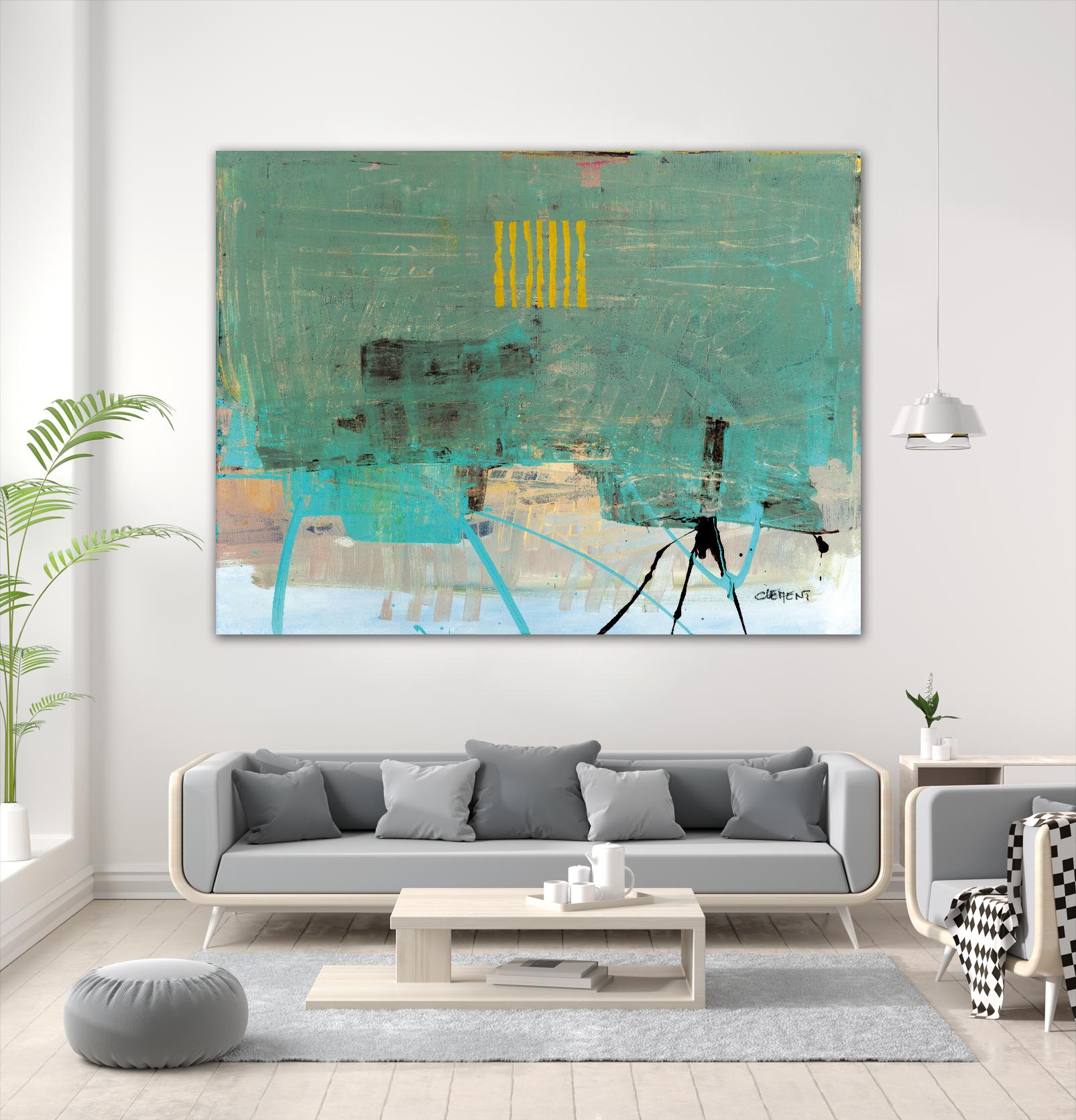 Hilarité by Jacques Clement on GIANT ART - turquoise abstract