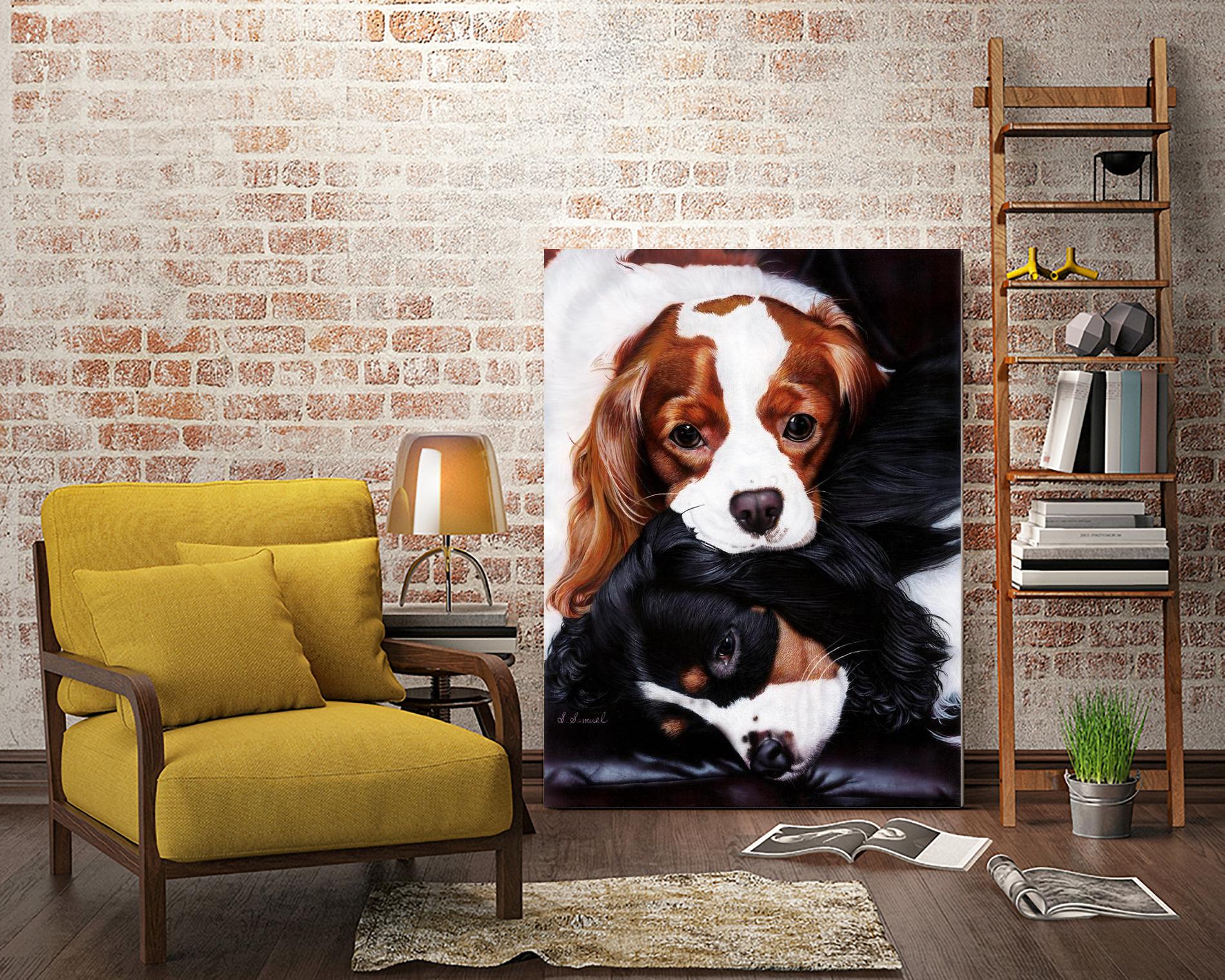 Best Friends by Suzie Samuel on GIANT ART - black animal chiots