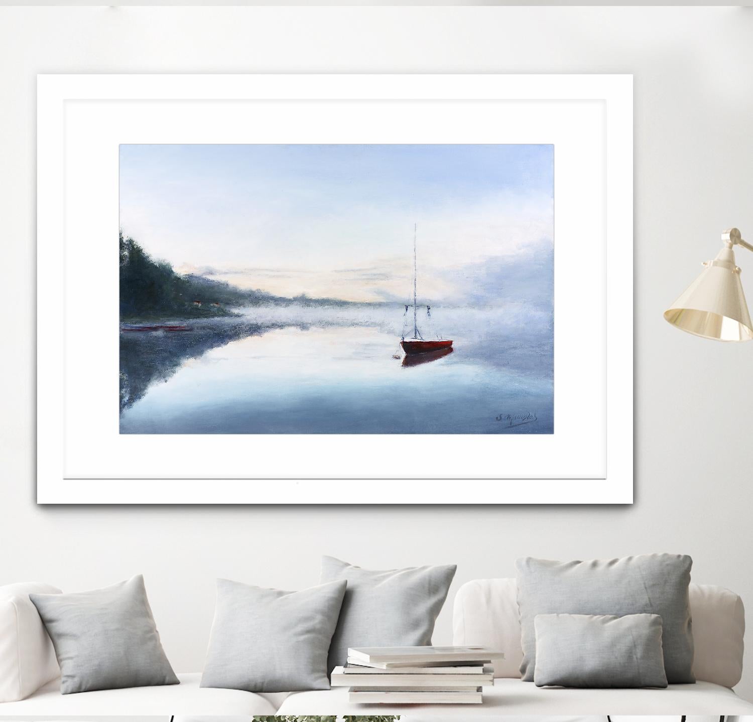 Le solitaire by Jocelyne Maucotel on GIANT ART - red costal tôt le matin