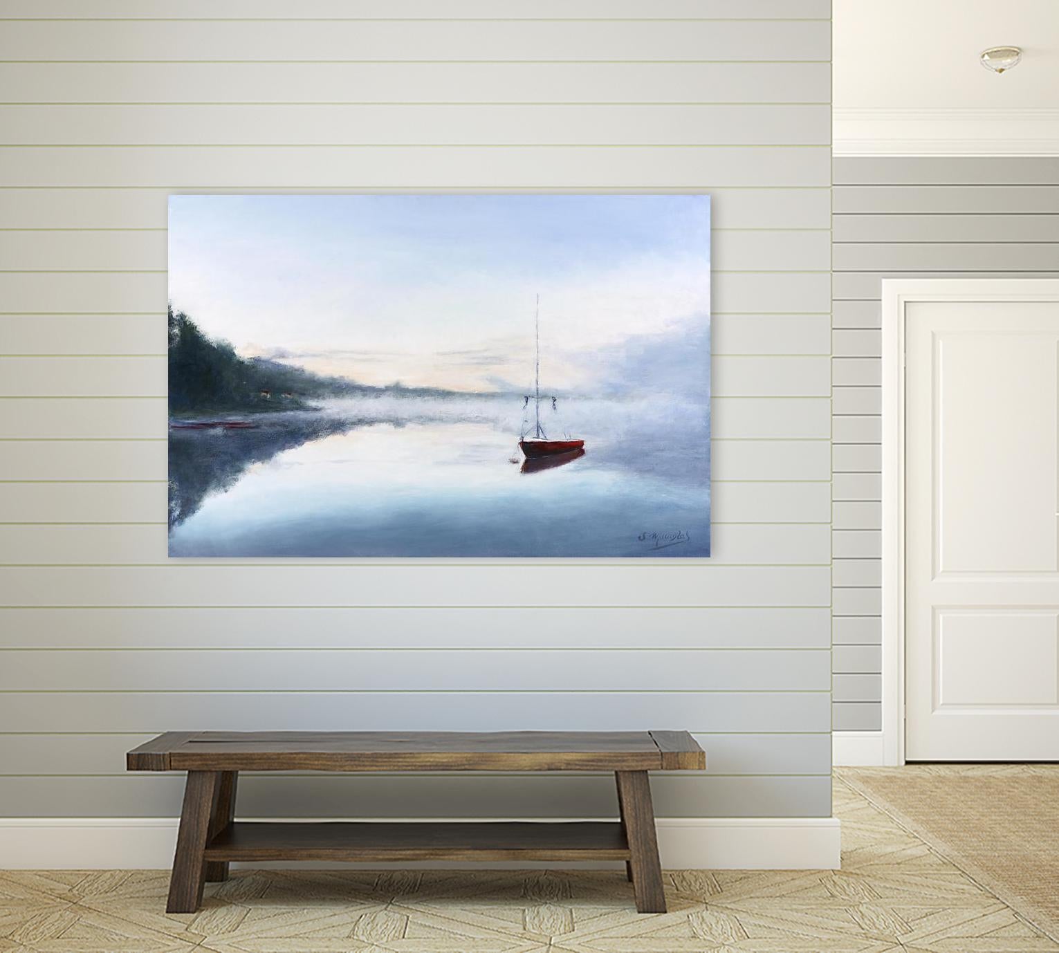 Le solitaire by Jocelyne Maucotel on GIANT ART - red costal tôt le matin