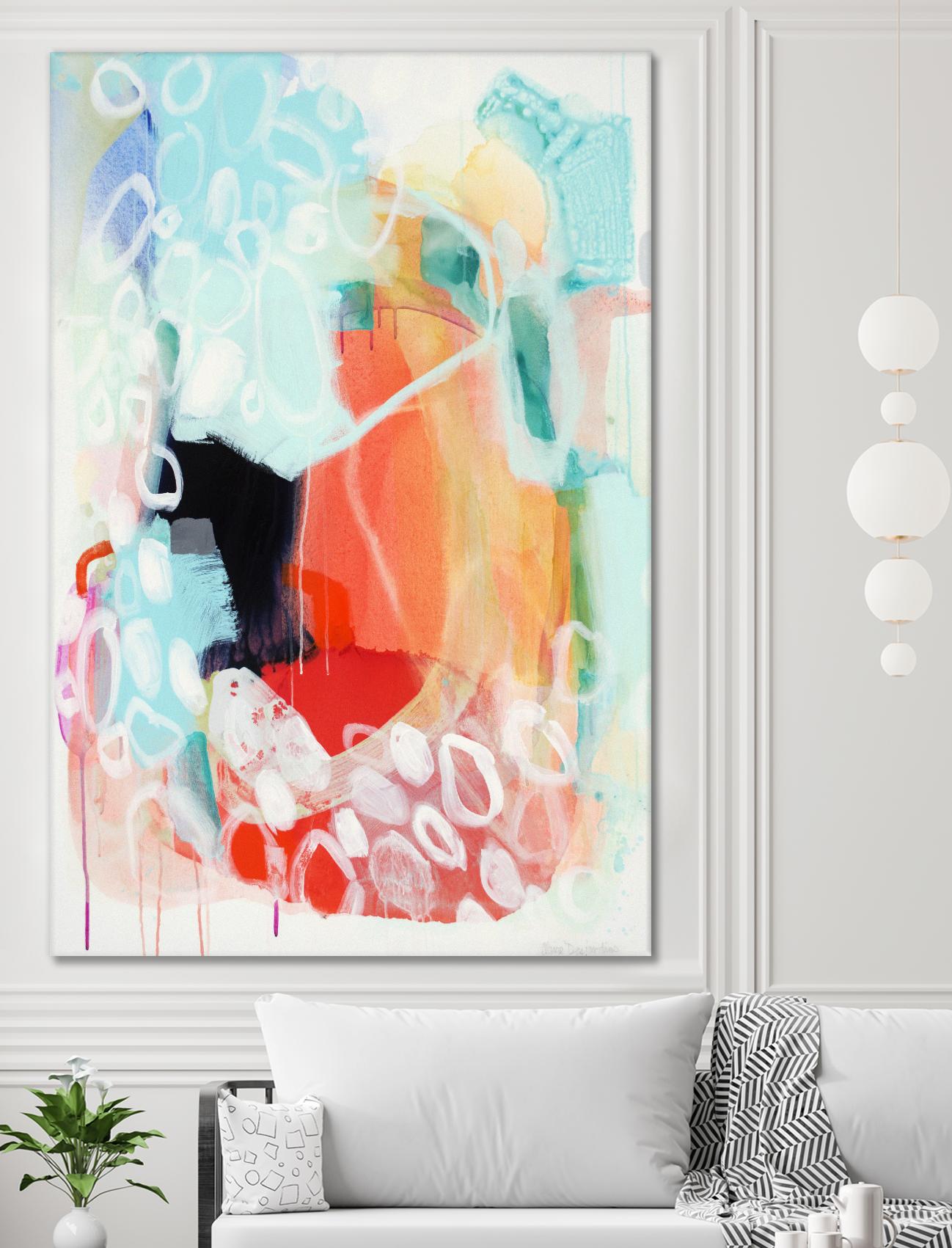 Cherry Creamsicle love by Claire Desjardins on GIANT ART - red abstract pastel
