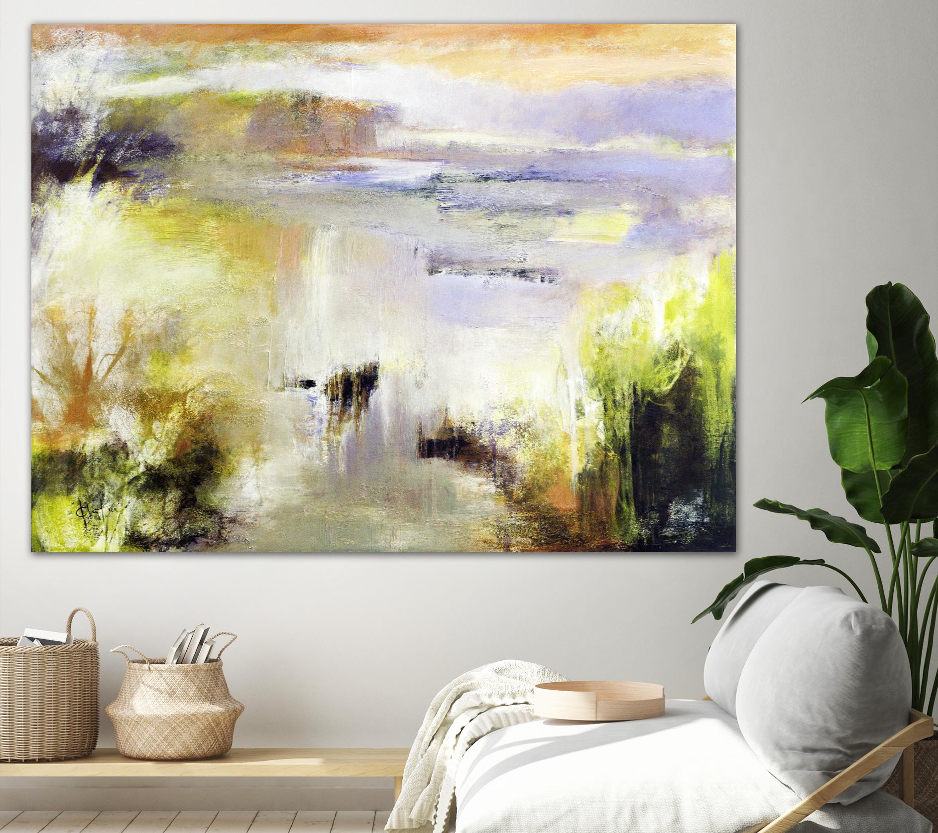 Ondée d'été by Kathleen Cloutier on GIANT ART - gold abstract paysage contemporain