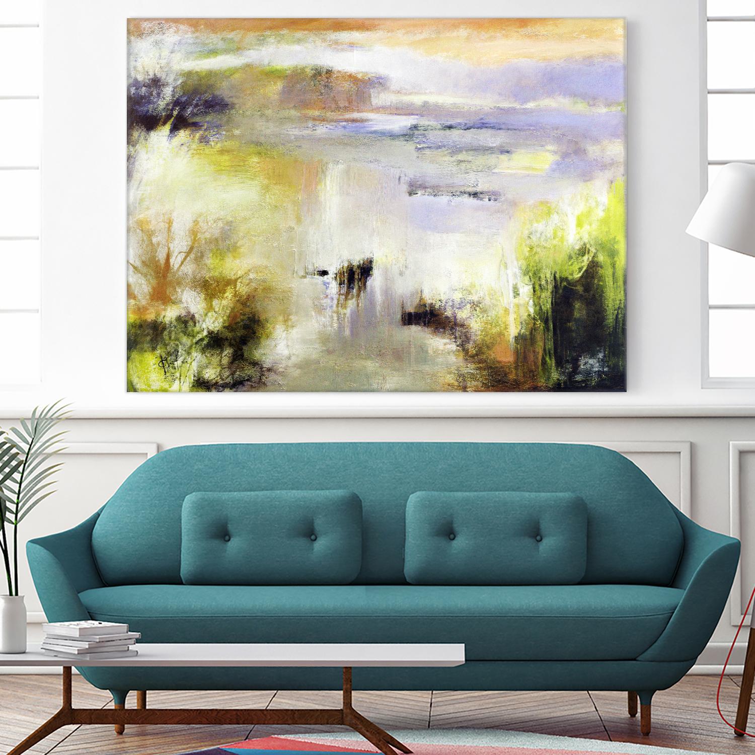 Ondée d'été by Kathleen Cloutier on GIANT ART - gold abstract paysage contemporain