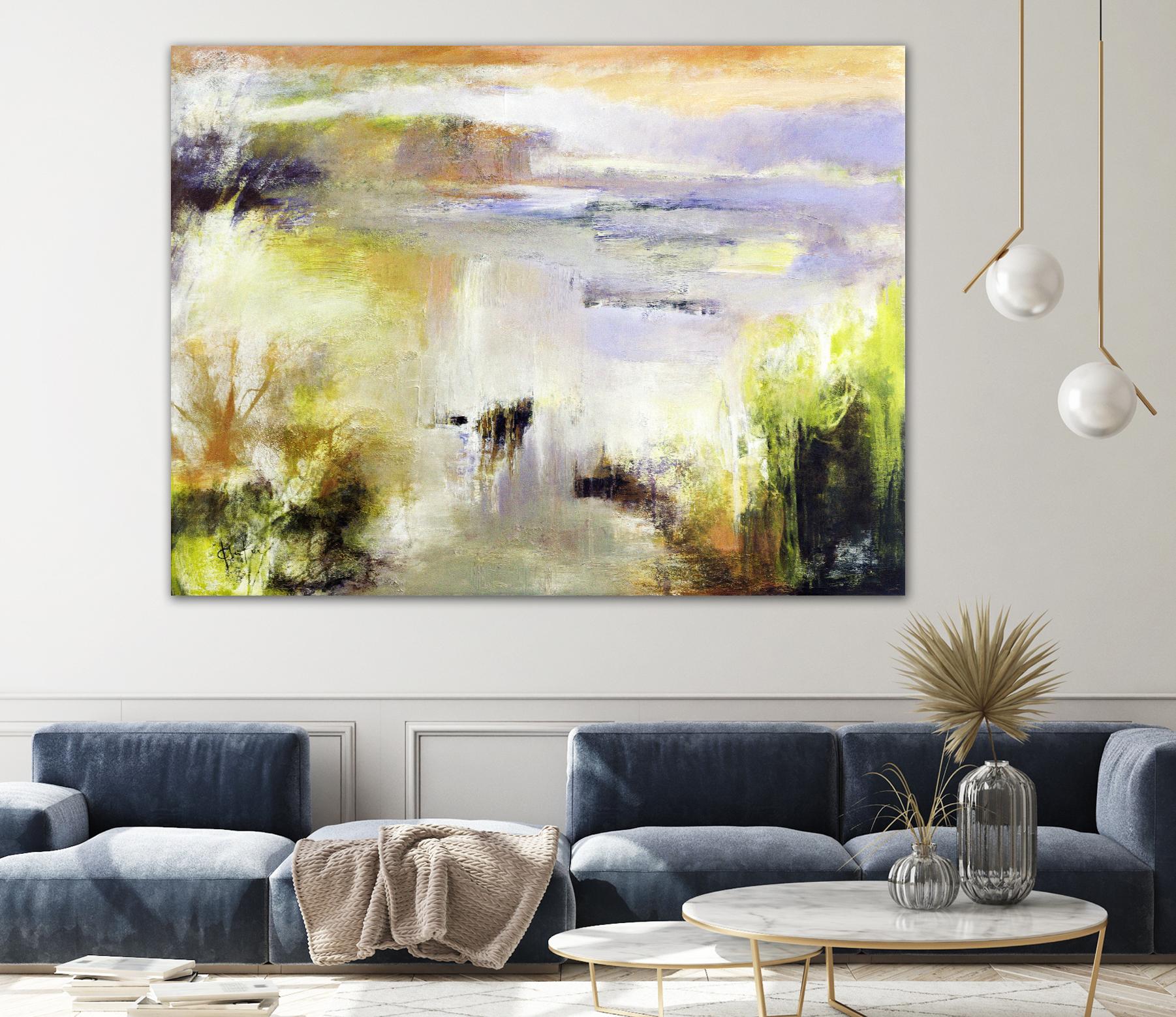 Ondée d'été by Kathleen Cloutier on GIANT ART - gold abstract paysage contemporain