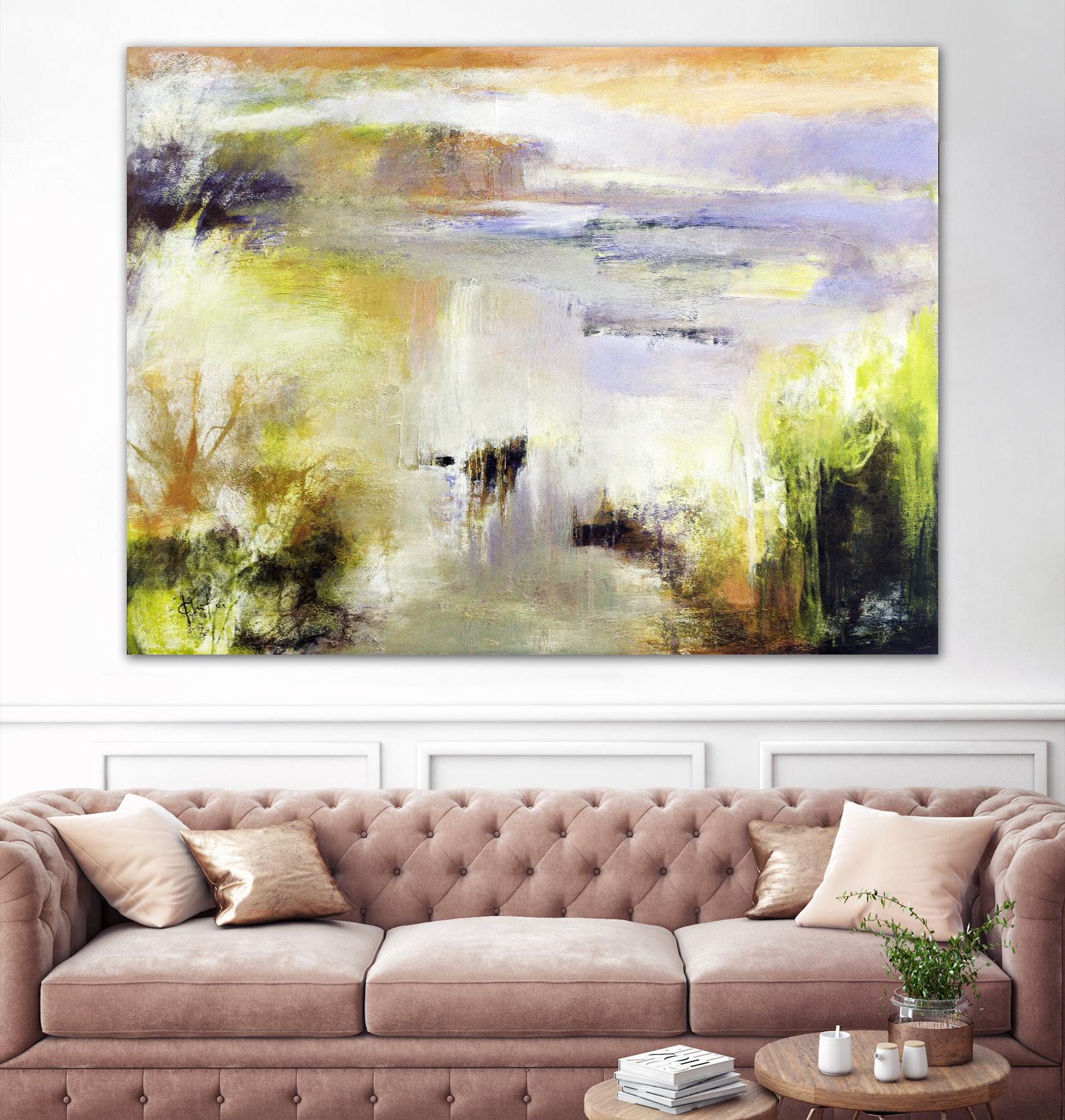 Ondée d'été by Kathleen Cloutier on GIANT ART - gold abstract paysage contemporain