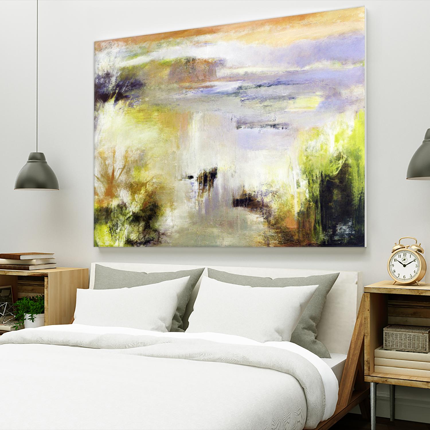 Ondée d'été by Kathleen Cloutier on GIANT ART - gold abstract paysage contemporain