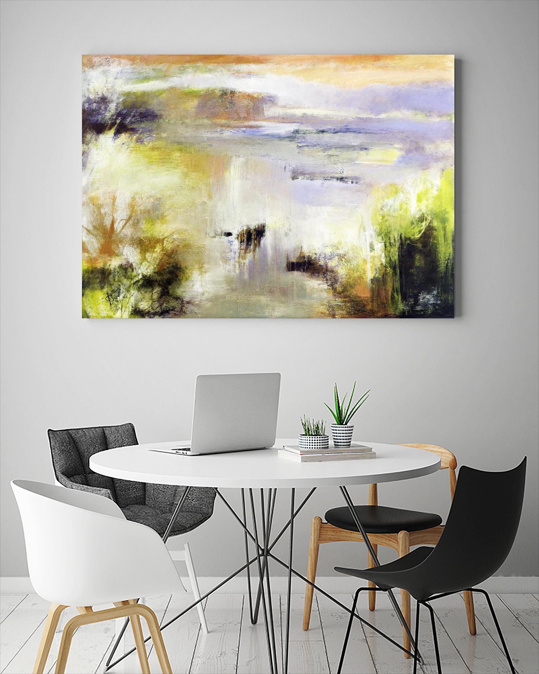 Ondée d'été by Kathleen Cloutier on GIANT ART - gold abstract paysage contemporain
