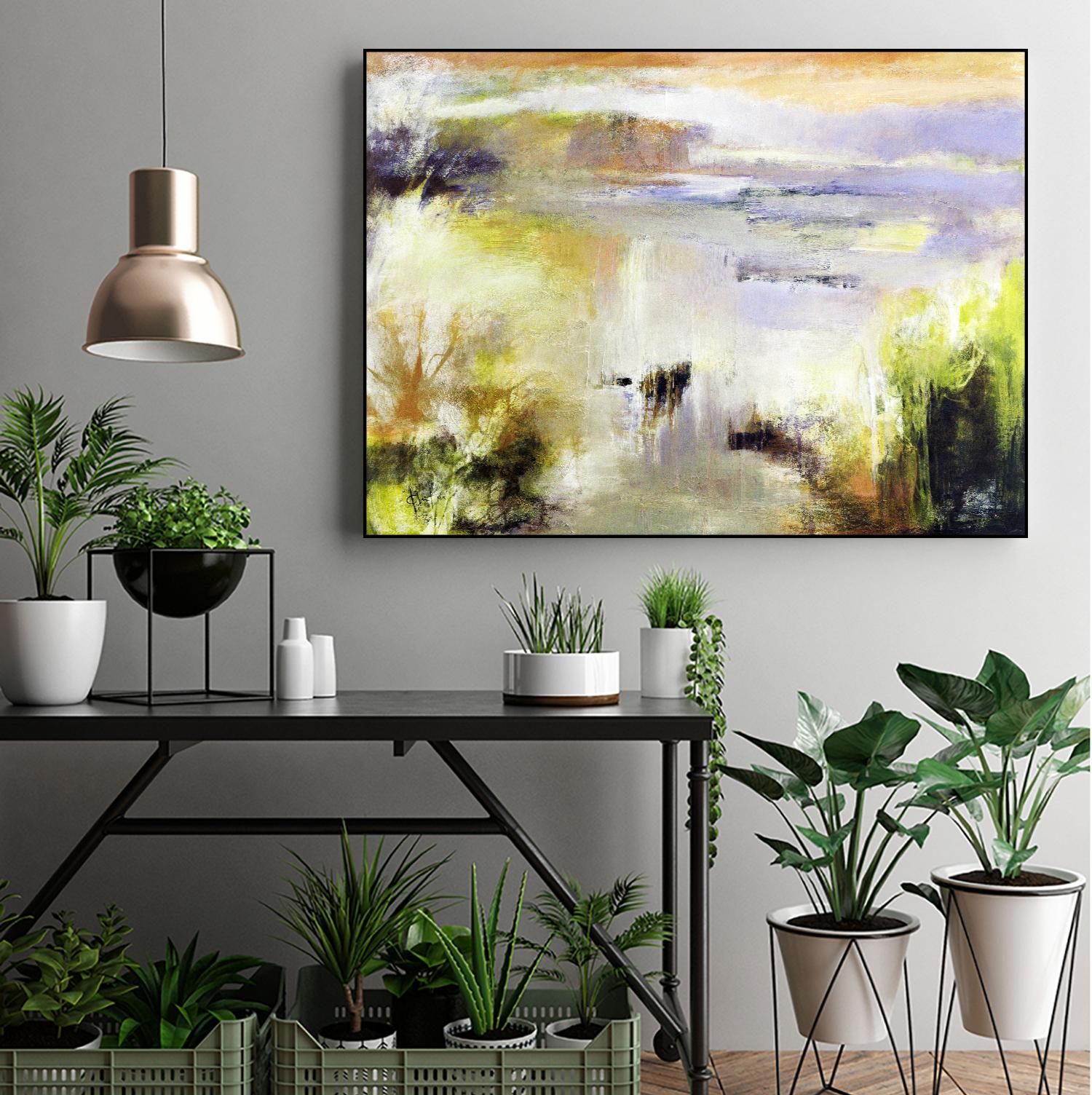 Ondée d'été by Kathleen Cloutier on GIANT ART - gold abstract paysage contemporain