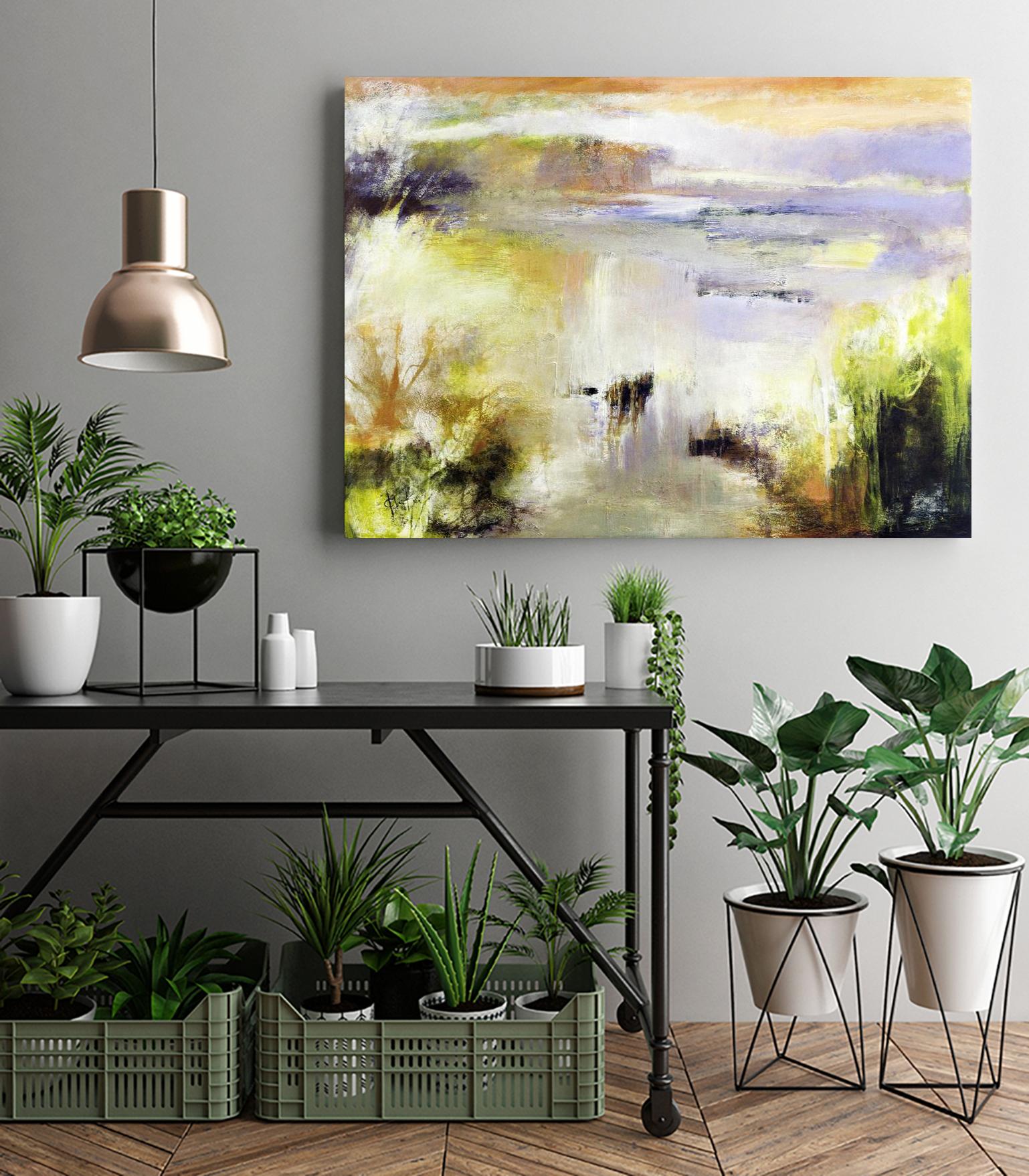 Ondée d'été by Kathleen Cloutier on GIANT ART - gold abstract paysage contemporain