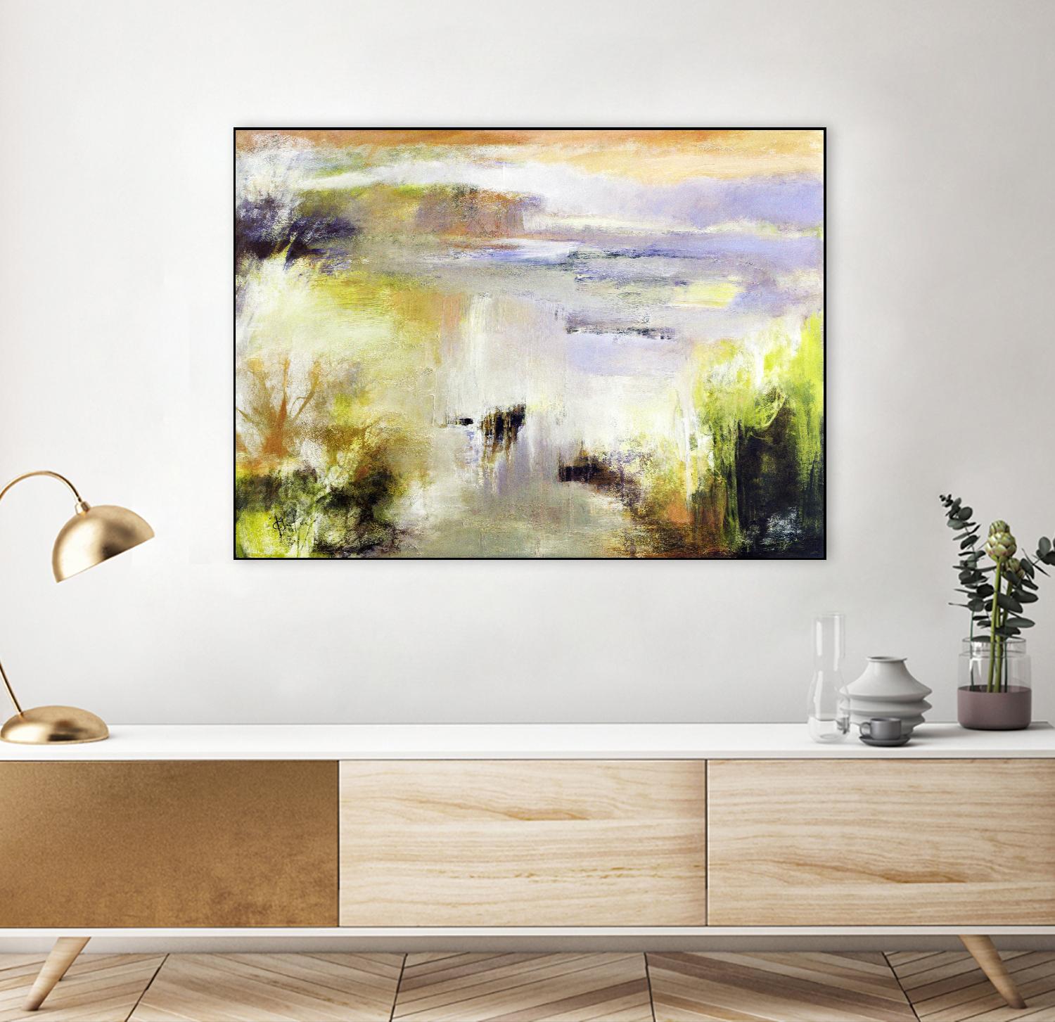 Ondée d'été by Kathleen Cloutier on GIANT ART - gold abstract paysage contemporain