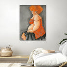 Hommage a la Goulue 3 by Bram Rubinger on GIANT ART - orange figurative drawing