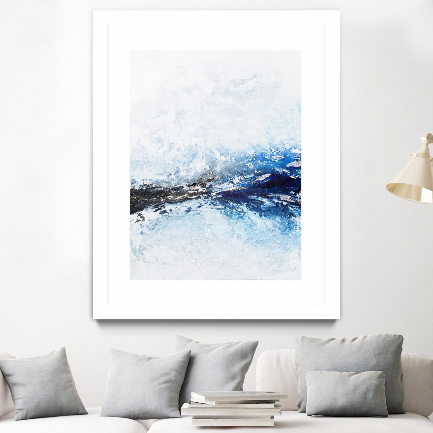 Frozen Golden Ocean -2-Square by Alyson Mccrink on GIANT ART - blue abstract