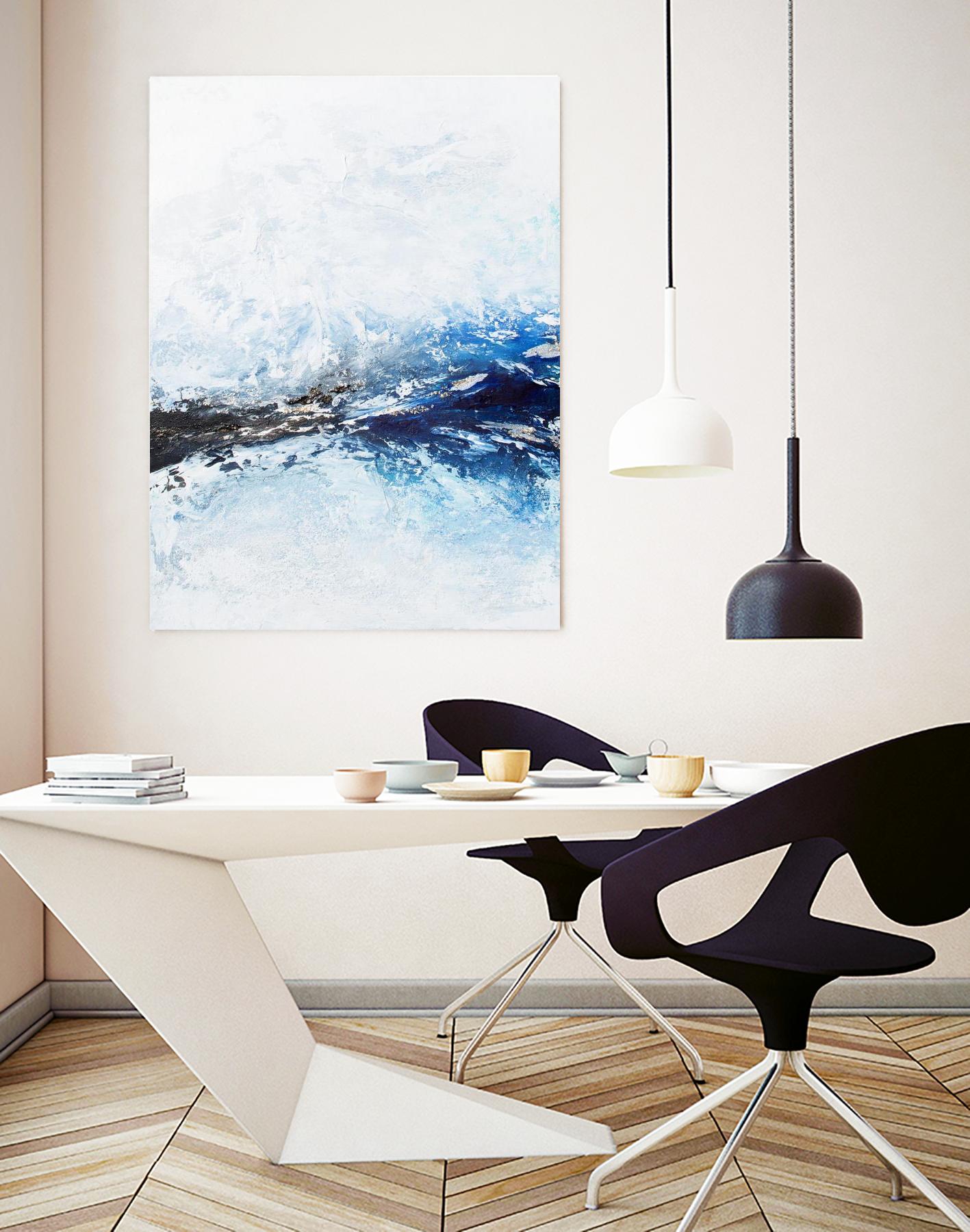 Frozen Golden Ocean -2-Square by Alyson Mccrink on GIANT ART - blue abstract
