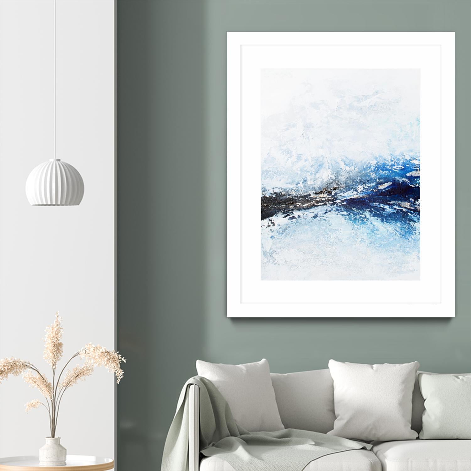 Frozen Golden Ocean -2-Square by Alyson Mccrink on GIANT ART - blue abstract