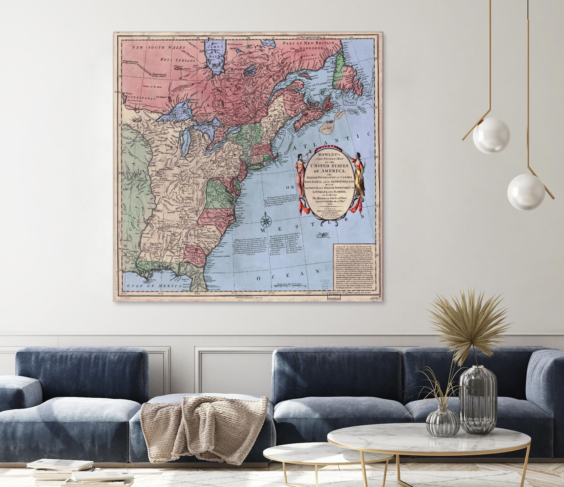 North american map  in 1784 by Archive on GIANT ART - pink maps