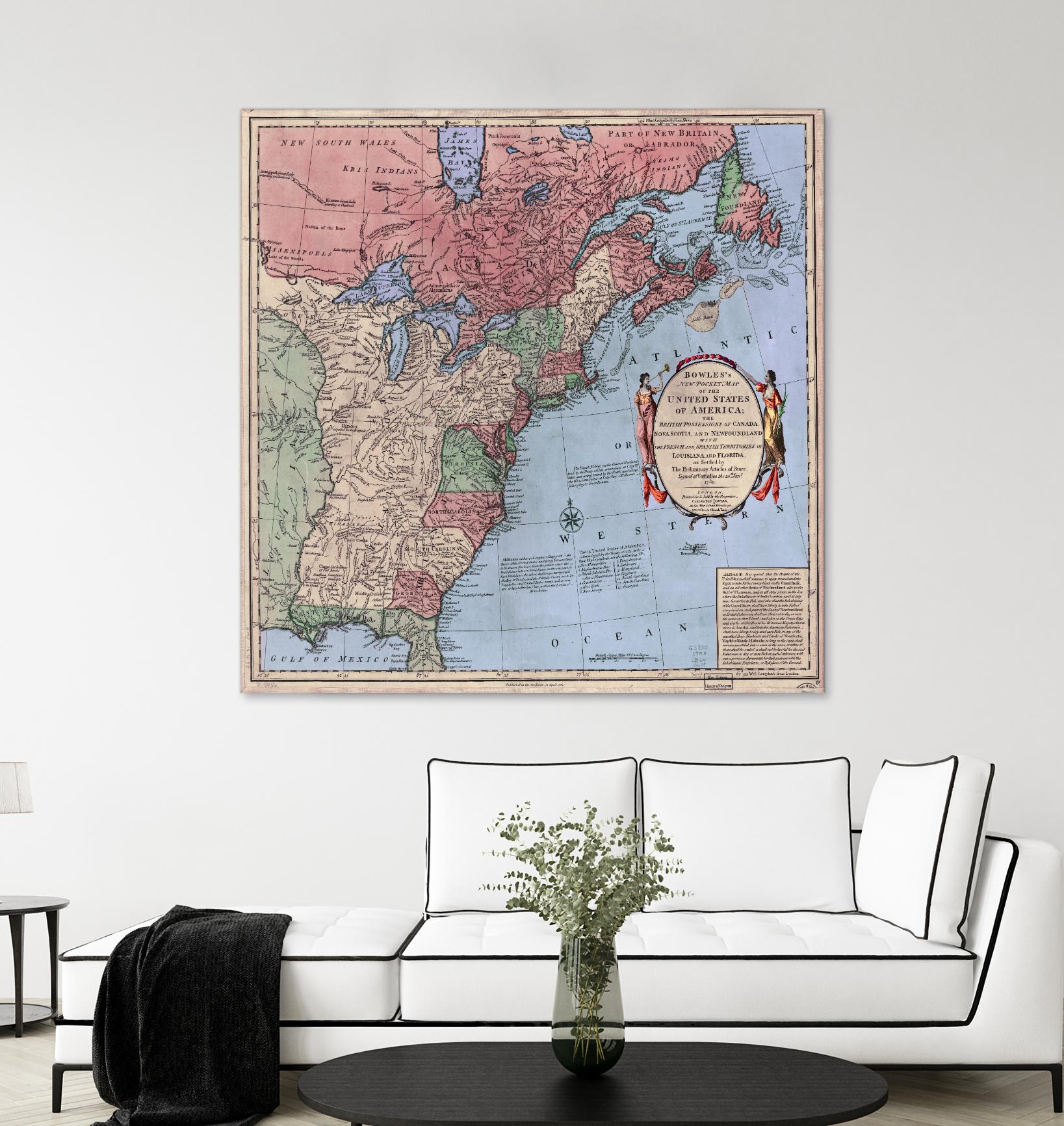 North american map  in 1784 by Archive on GIANT ART - pink maps