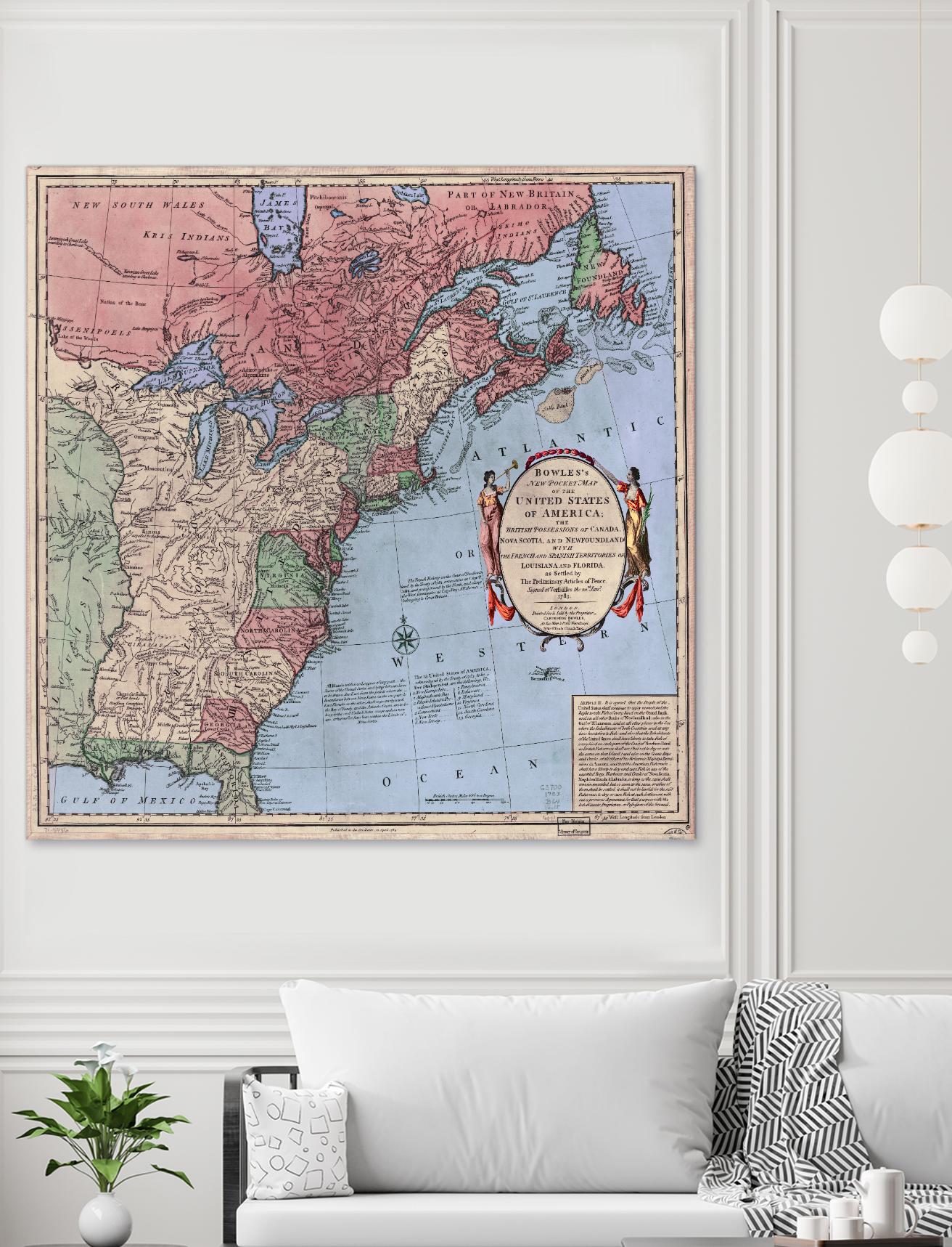 North american map  in 1784 by Archive on GIANT ART - pink maps
