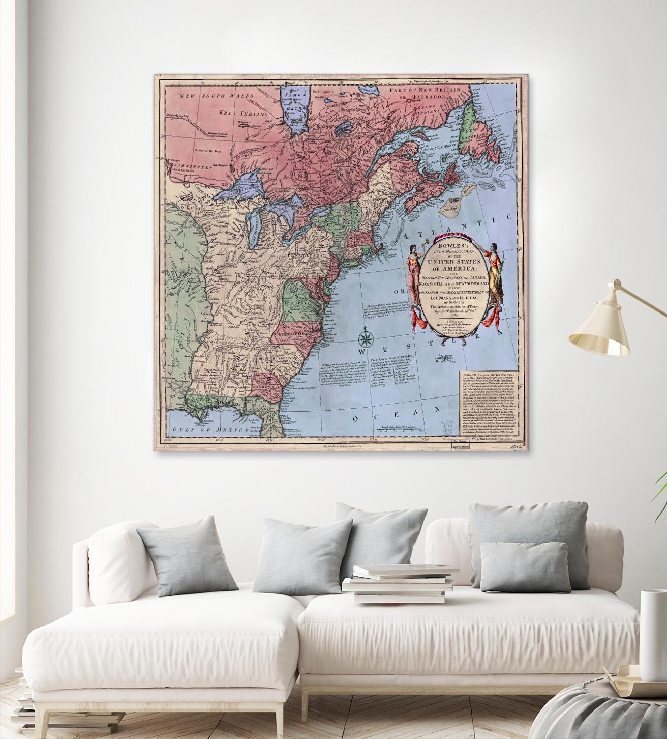North american map  in 1784 by Archive on GIANT ART - pink maps