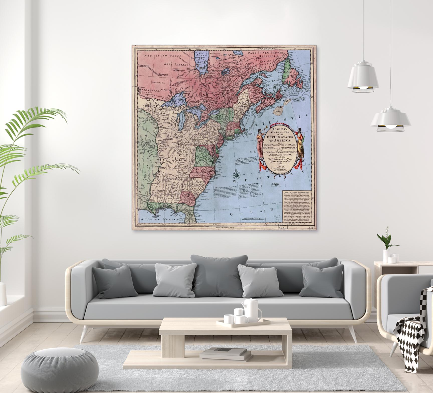North american map  in 1784 by Archive on GIANT ART - pink maps