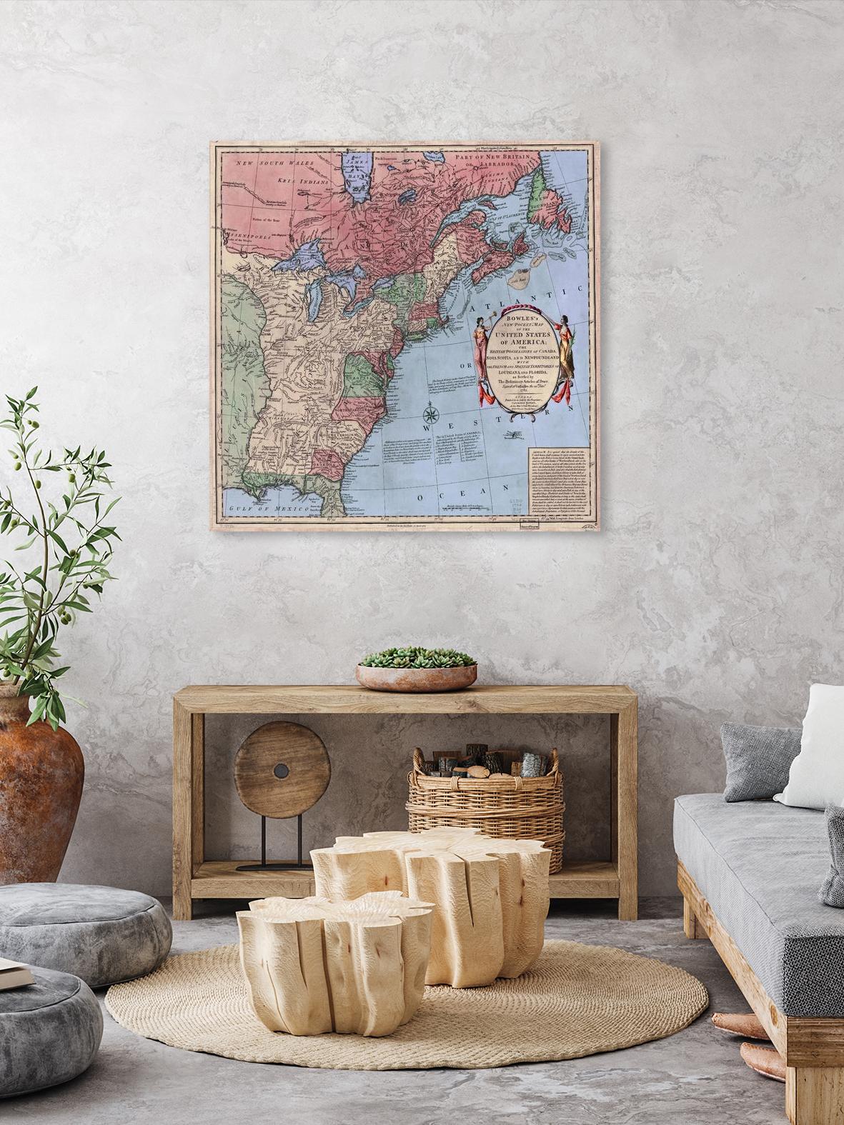 North american map  in 1784 by Archive on GIANT ART - pink maps