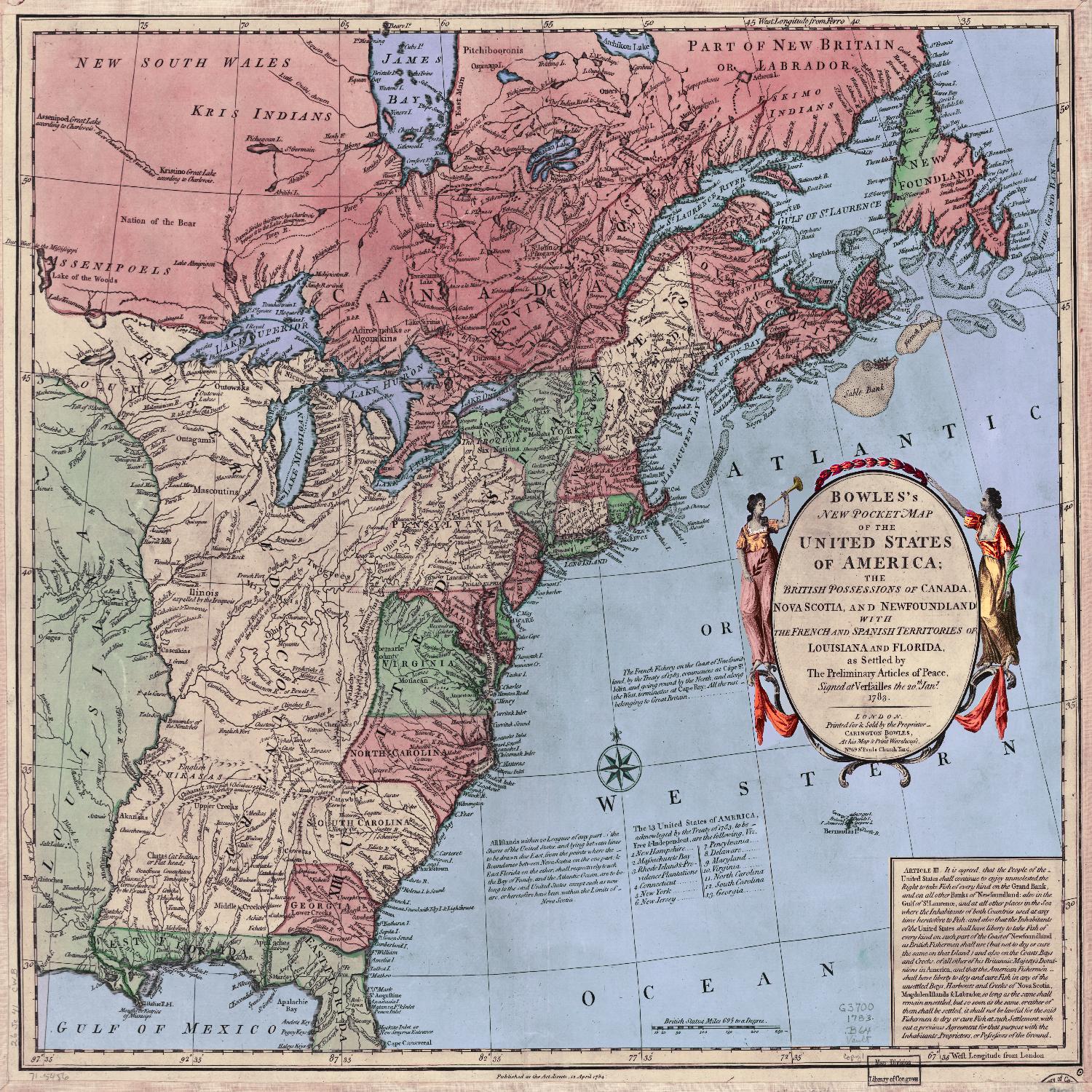 North american map  in 1784 by Archive on GIANT ART - pink maps