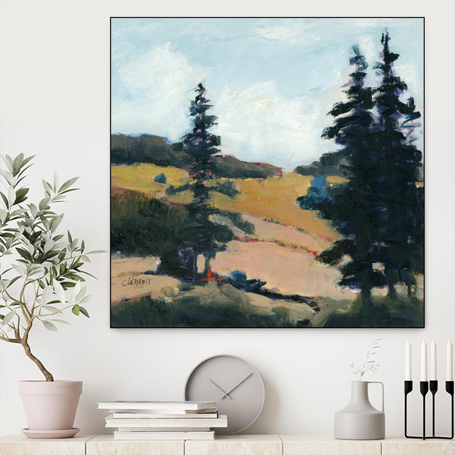 Trees 1 by Jacques Clement on GIANT ART - gold landscape sapins