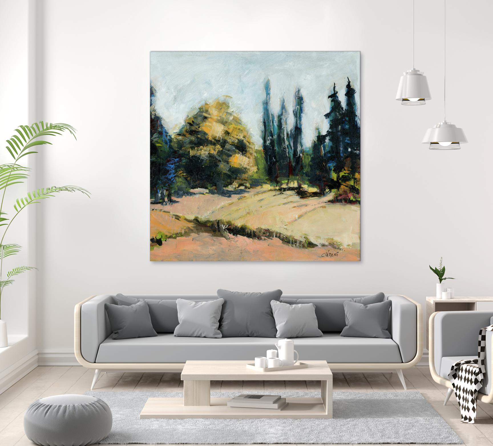 Trees 2 by Jacques Clement on GIANT ART - beige landscape field