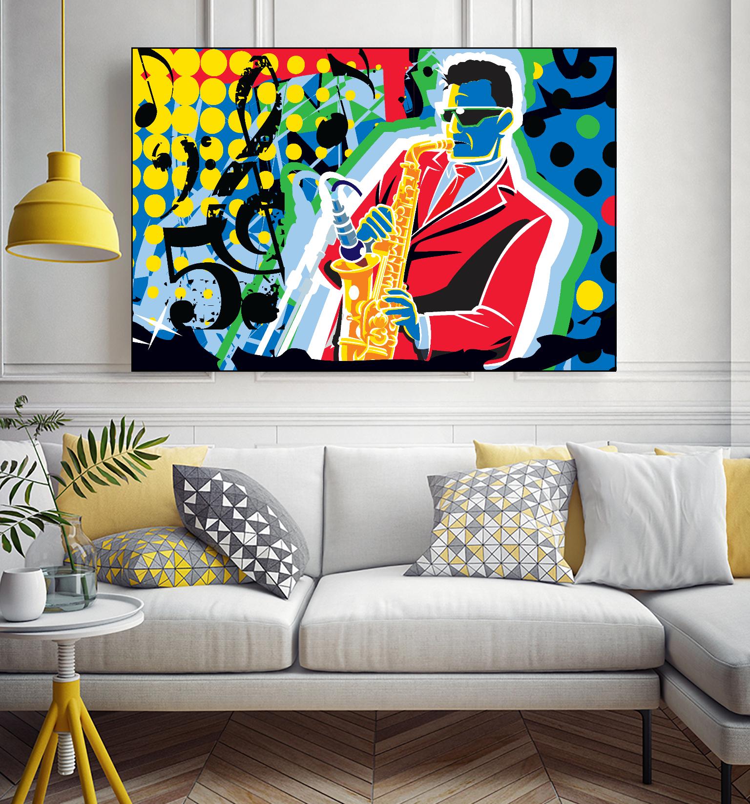 Music Go by Ray Lengelé on GIANT ART - red animé saxo