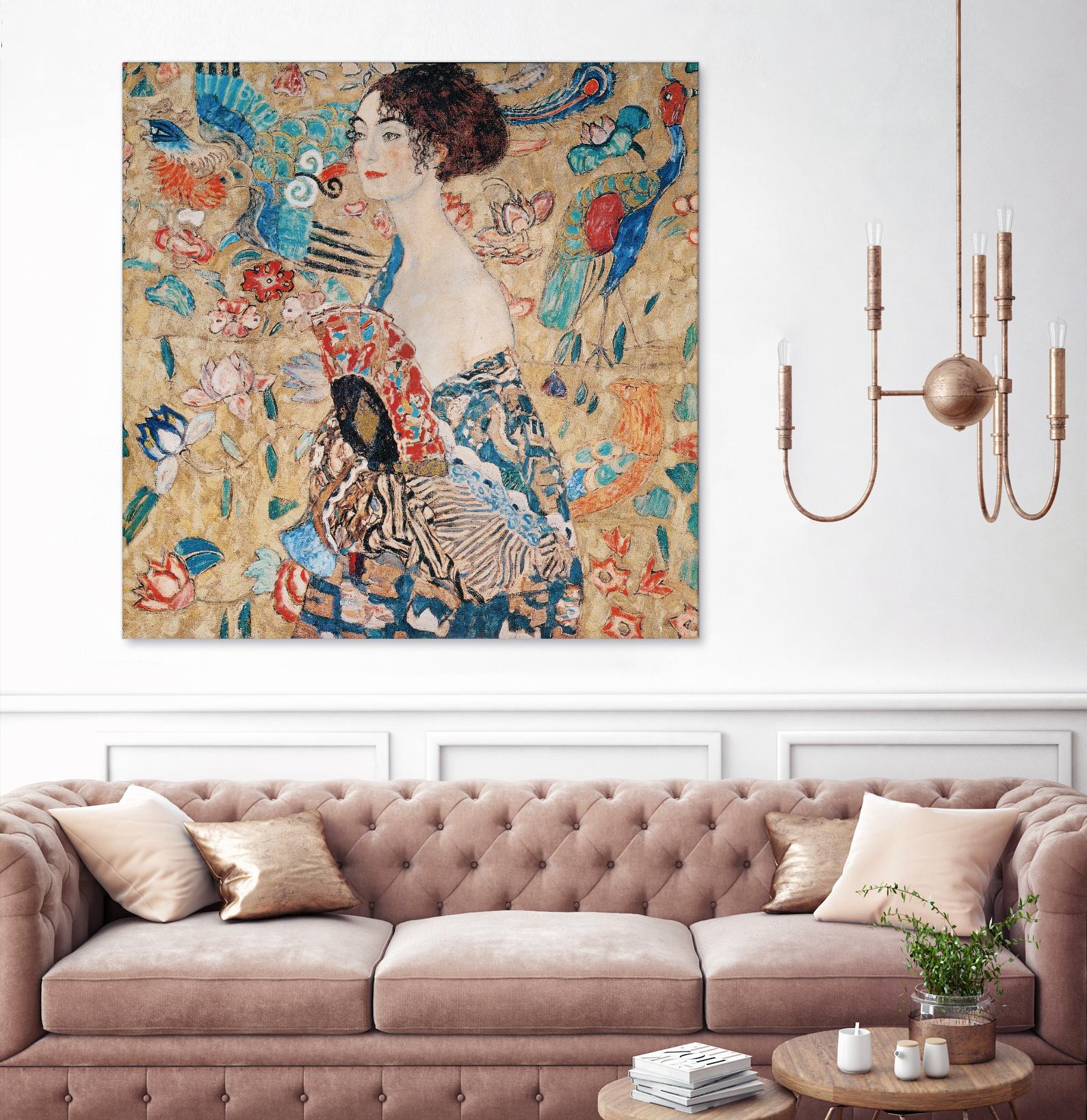 Woman with fan by Gustav Klimt on GIANT ART - gold masters féminité