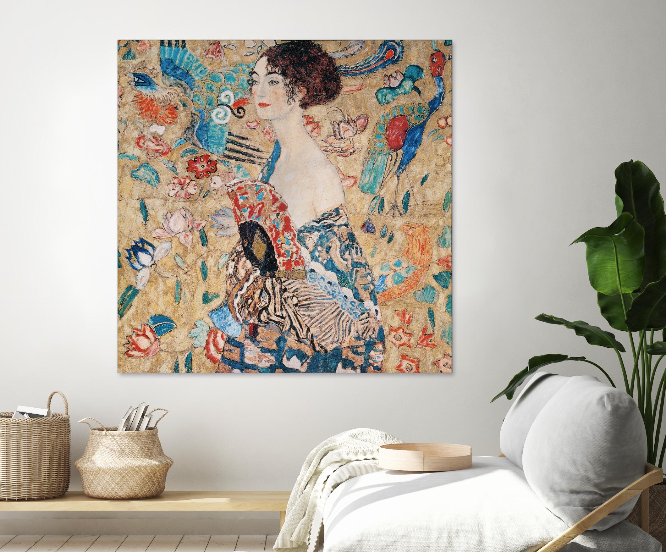 Woman with fan by Gustav Klimt on GIANT ART - gold masters féminité