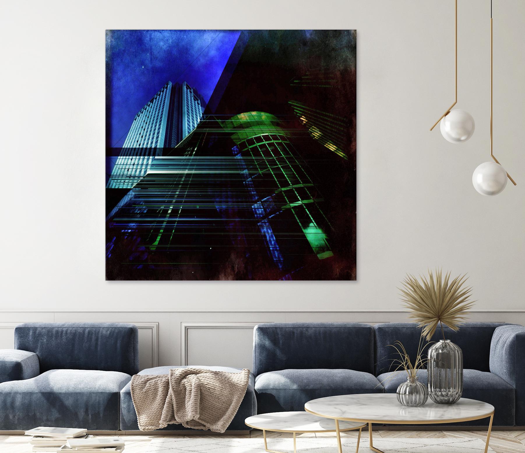 Skyscrapers 2 by Jean-François Dupuis on GIANT ART - green contemporary down town