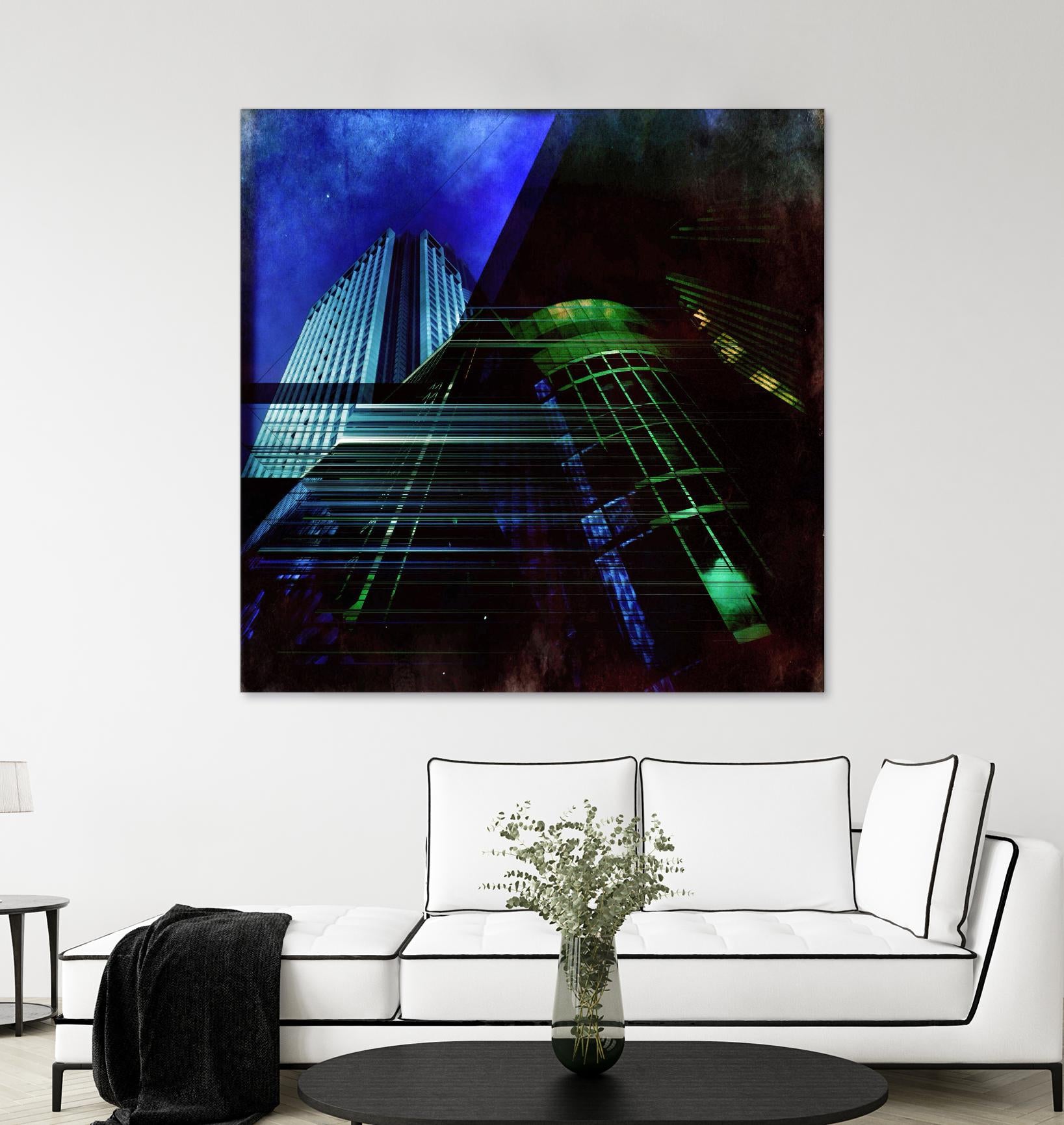Skyscrapers 2 by Jean-François Dupuis on GIANT ART - green contemporary down town