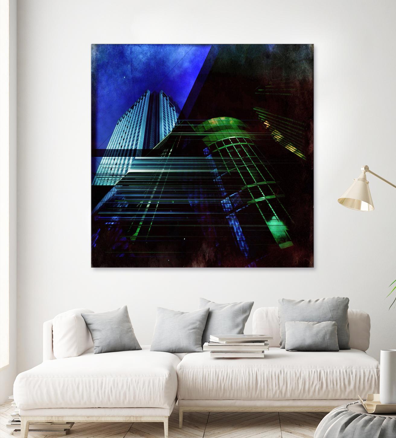 Skyscrapers 2 by Jean-François Dupuis on GIANT ART - green contemporary down town