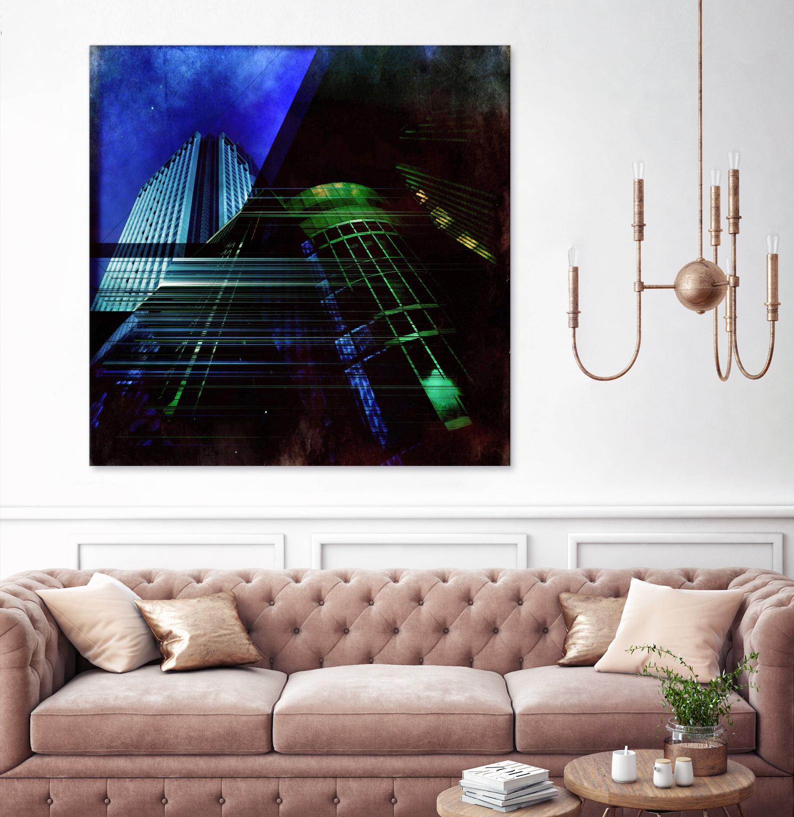 Skyscrapers 2 by Jean-François Dupuis on GIANT ART - green contemporary down town