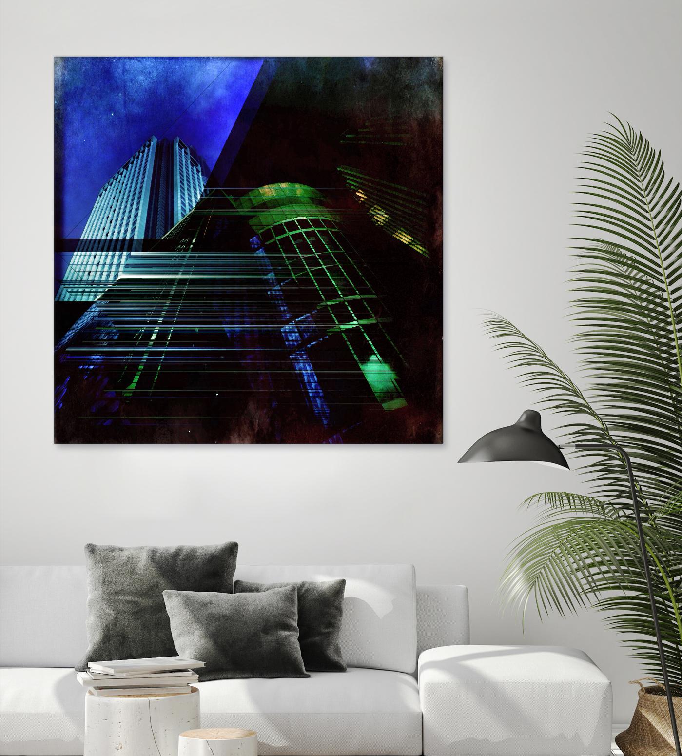 Skyscrapers 2 by Jean-François Dupuis on GIANT ART - green contemporary down town