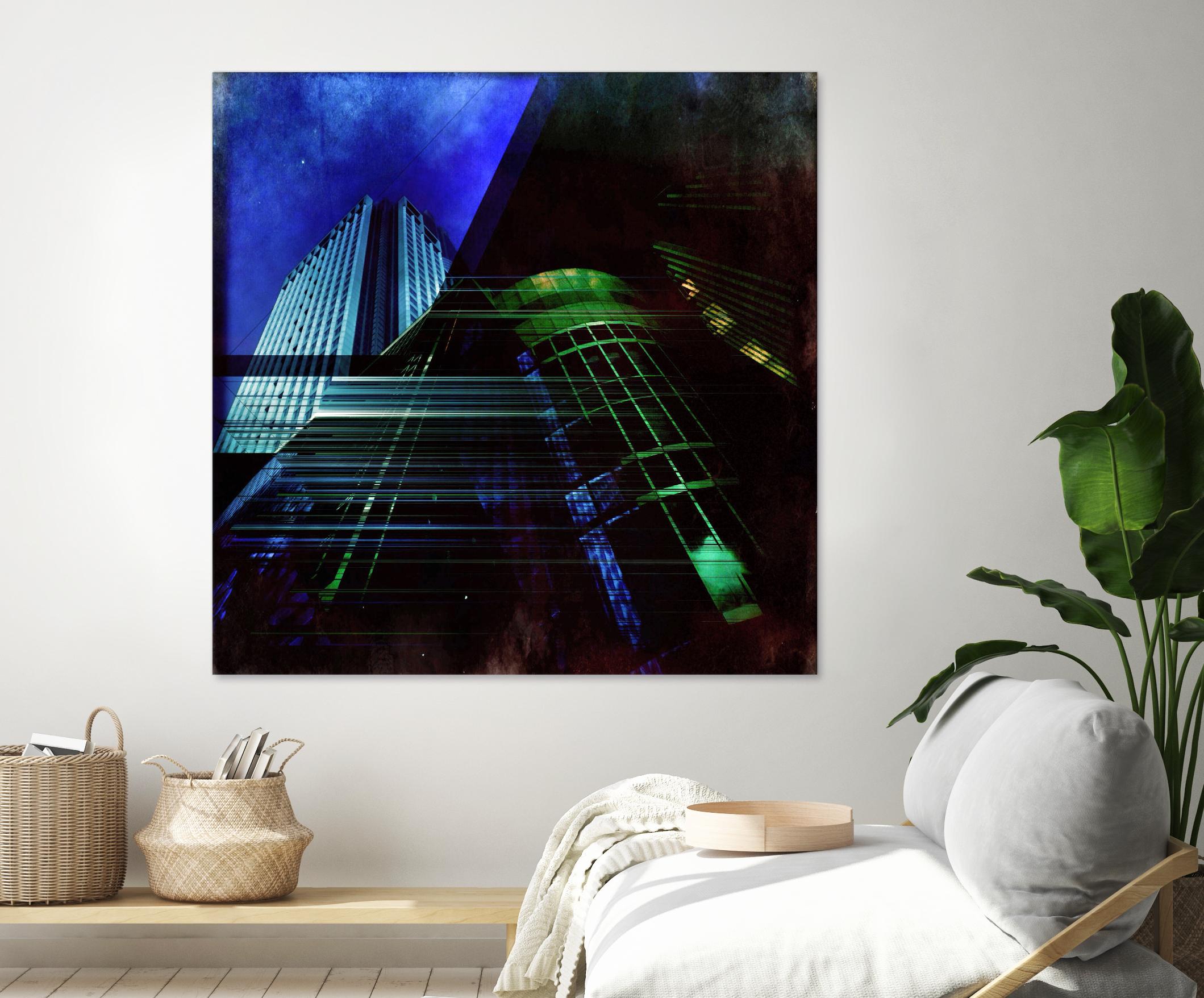 Skyscrapers 2 by Jean-François Dupuis on GIANT ART - green contemporary down town