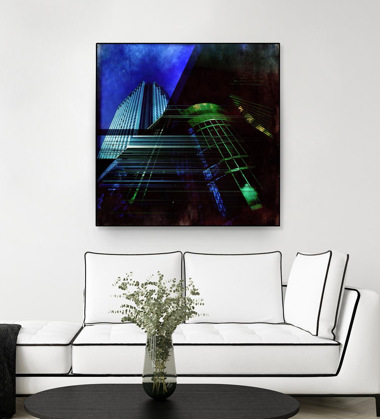 Skyscrapers 2 by Jean-François Dupuis on GIANT ART - green contemporary down town