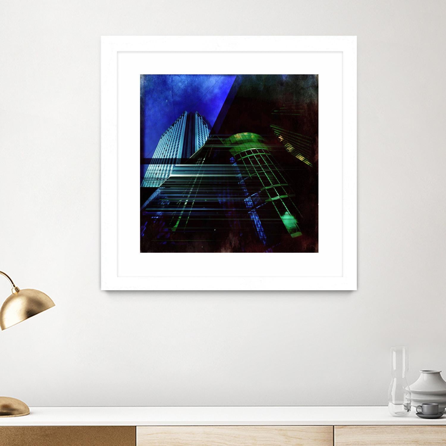 Skyscrapers 2 by Jean-François Dupuis on GIANT ART - green contemporary down town