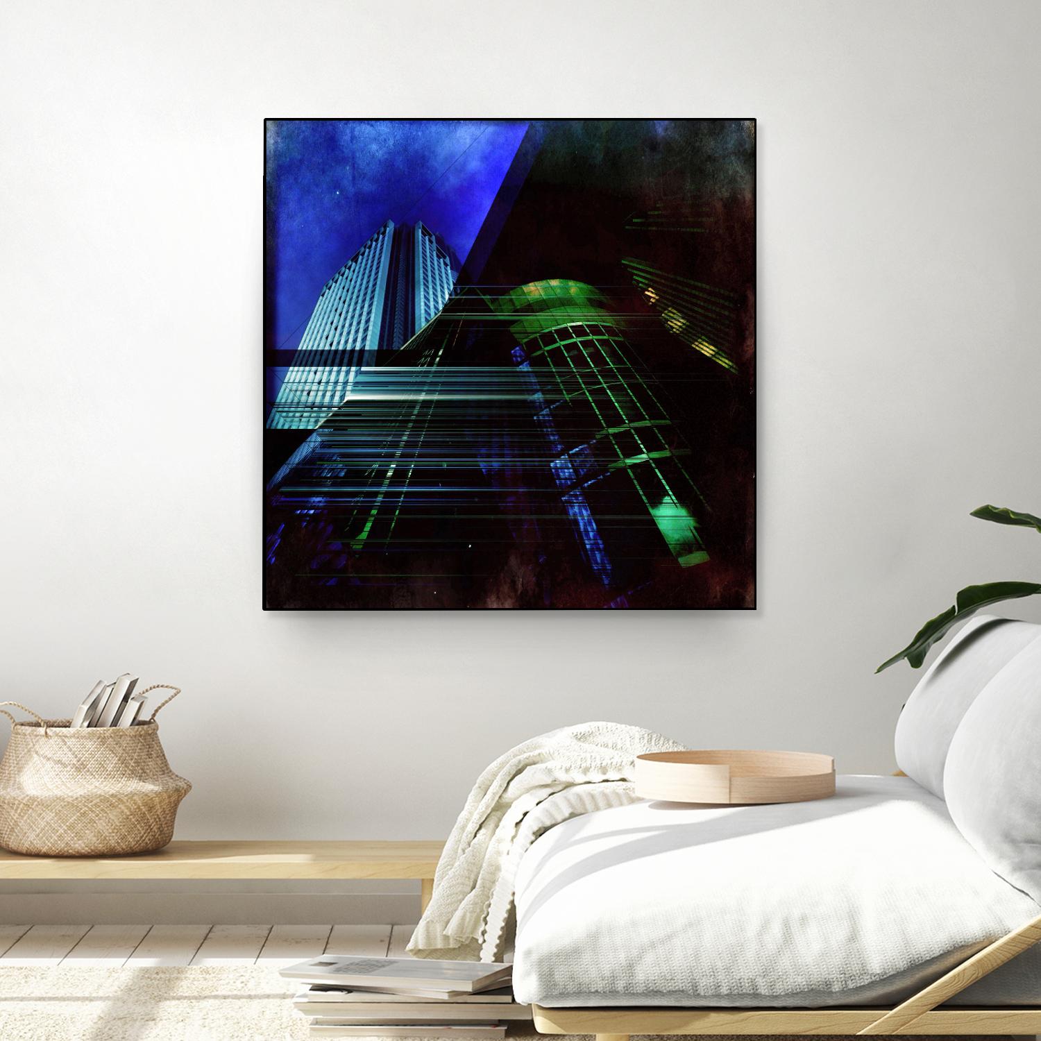 Skyscrapers 2 by Jean-François Dupuis on GIANT ART - green contemporary down town